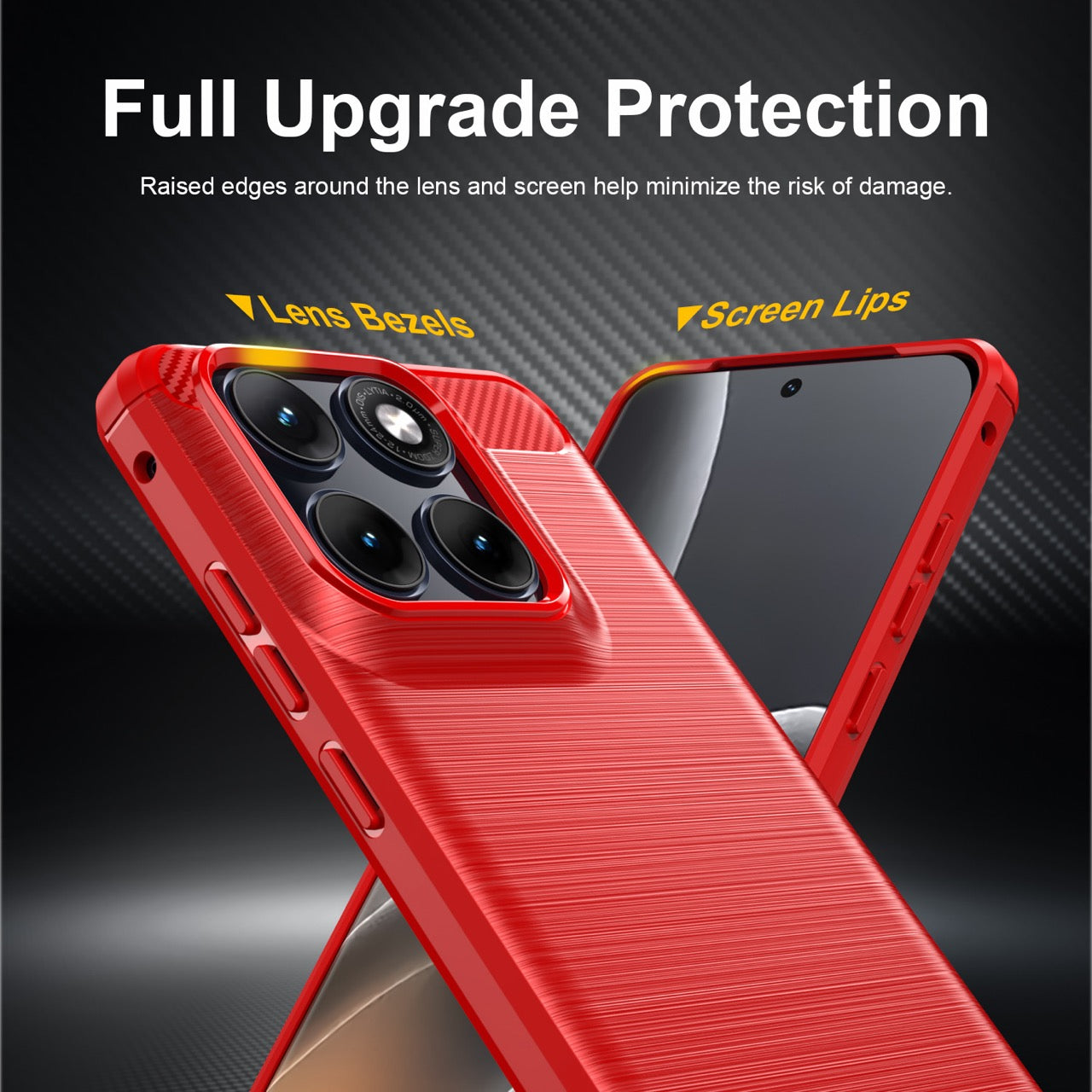 Motorola Edge 70 Fusion Carbon Fibre TPU Case Slim Shockproof Cover Red