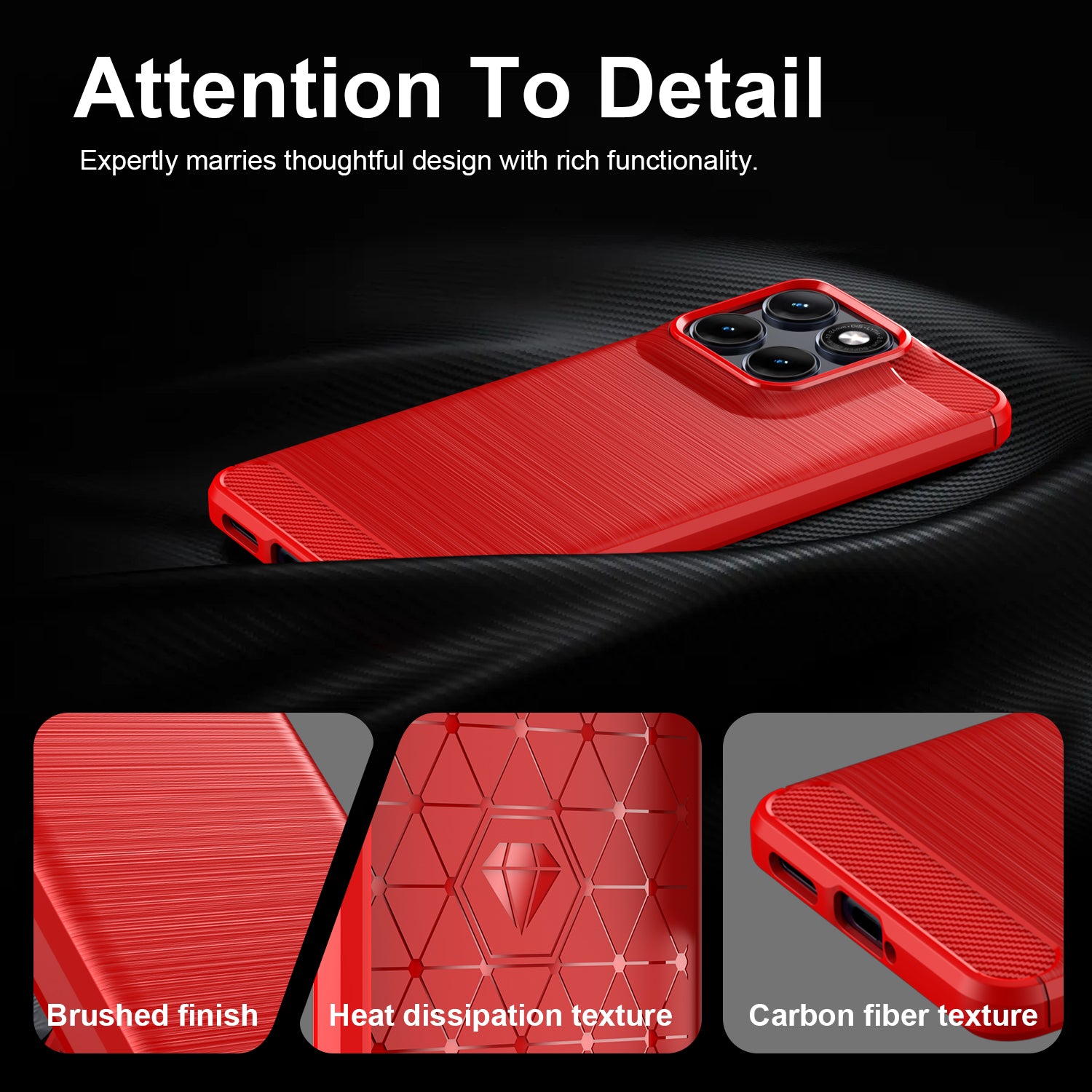 Motorola Edge 70 Fusion Carbon Fibre TPU Case Slim Shockproof Cover Red