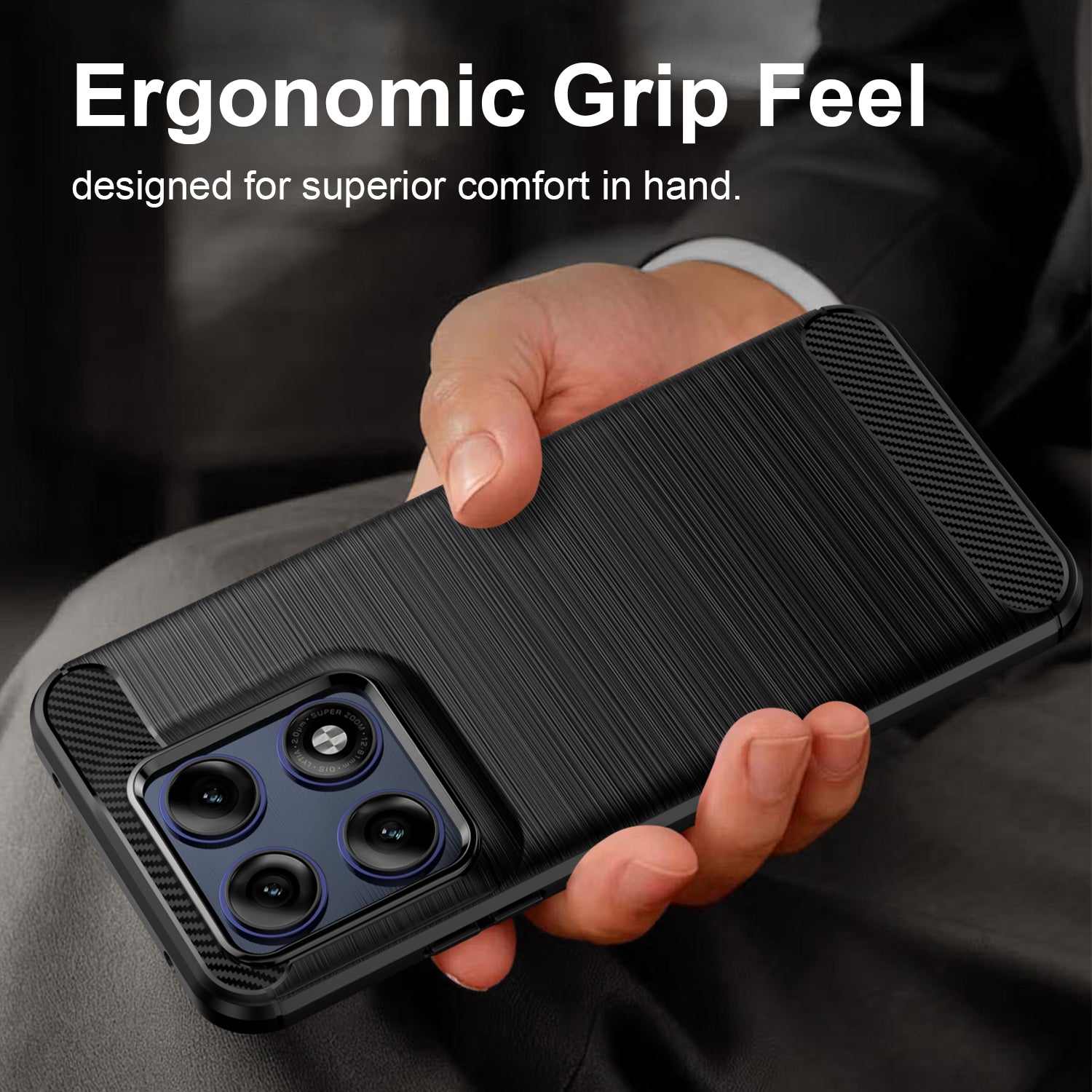 Samsung Edge 70 Pro Carbon Fibre TPU Case Slim Shockproof Cover Black