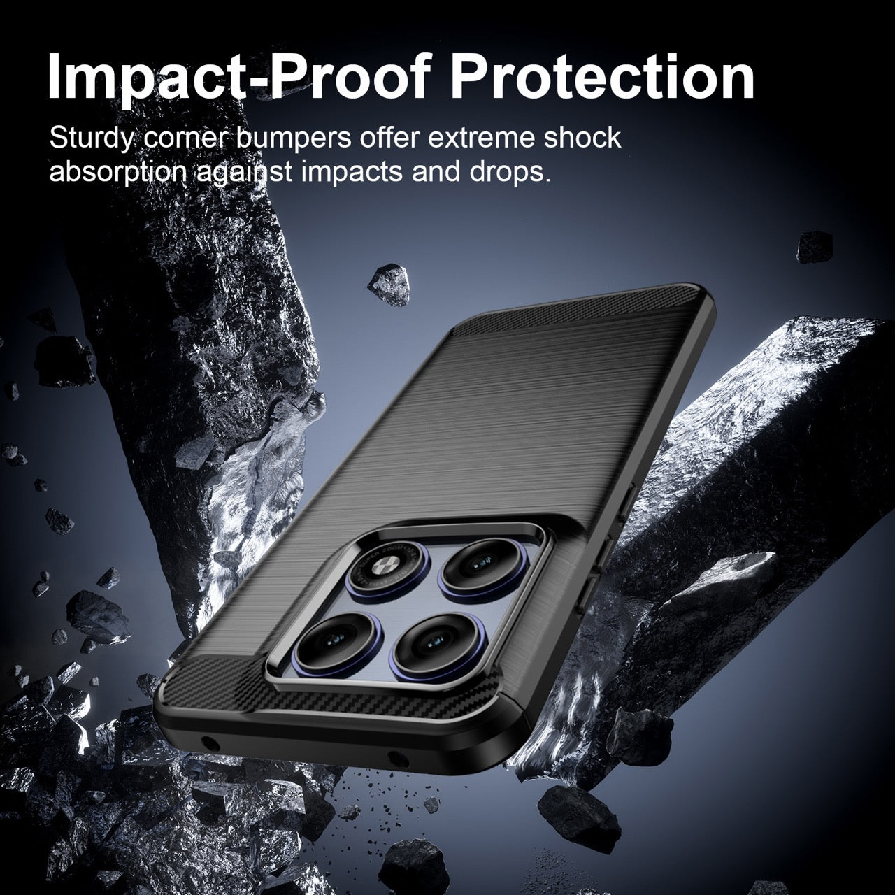 Samsung Edge 70 Pro Carbon Fibre TPU Case Slim Shockproof Cover Black