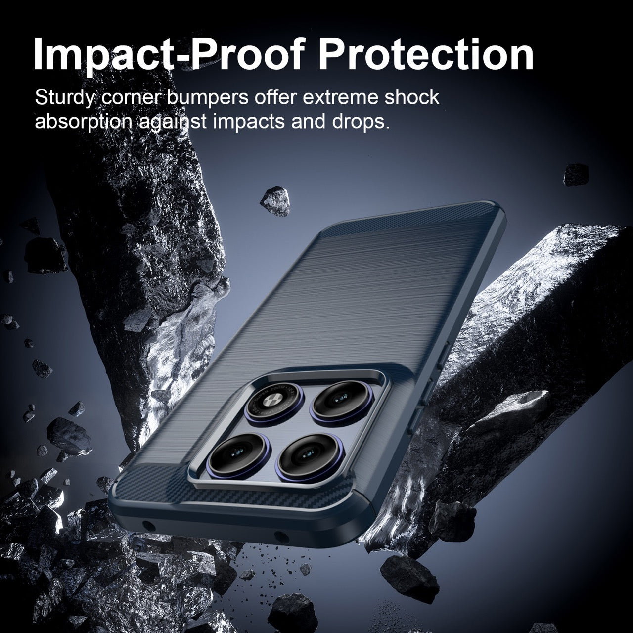 Samsung Edge 70 Pro Carbon Fibre TPU Case Slim Shockproof Cover Navy