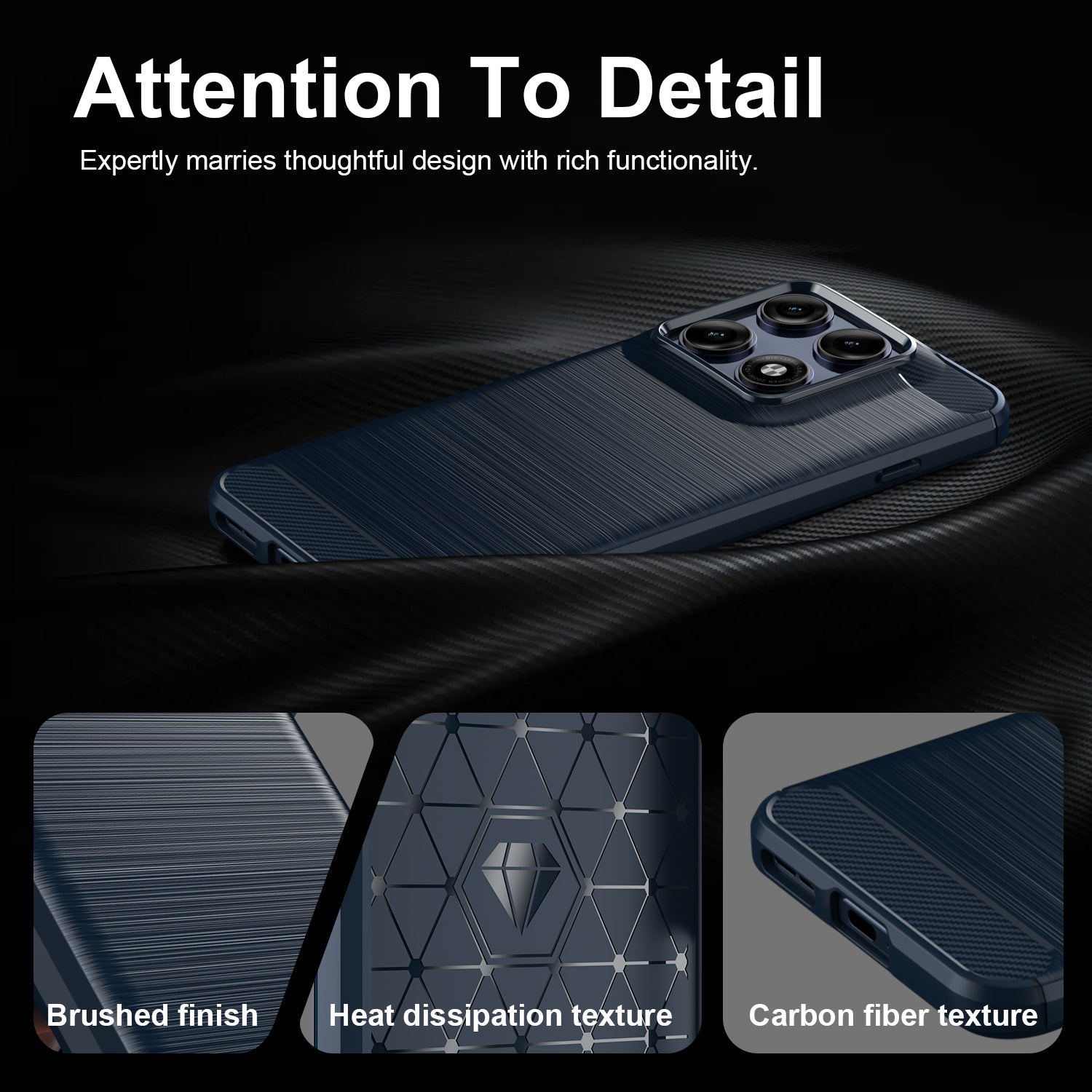 Samsung Edge 70 Pro Carbon Fibre TPU Case Slim Shockproof Cover Navy
