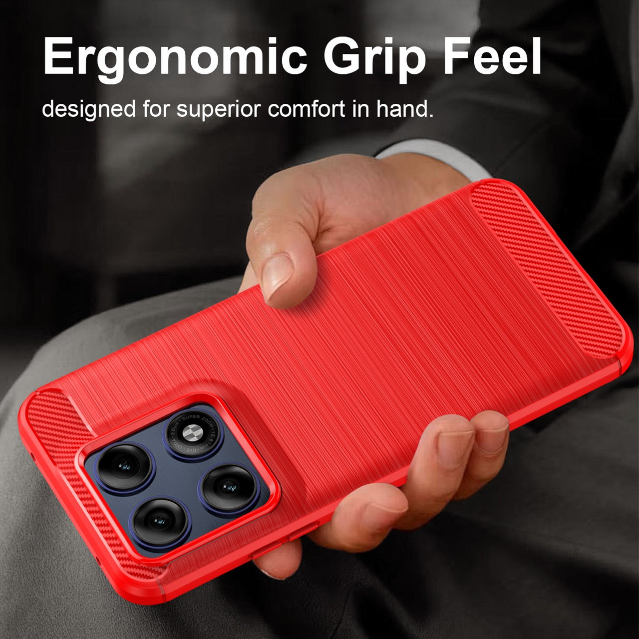 Samsung Edge 70 Pro Carbon Fibre TPU Case Slim Shockproof Cover Red