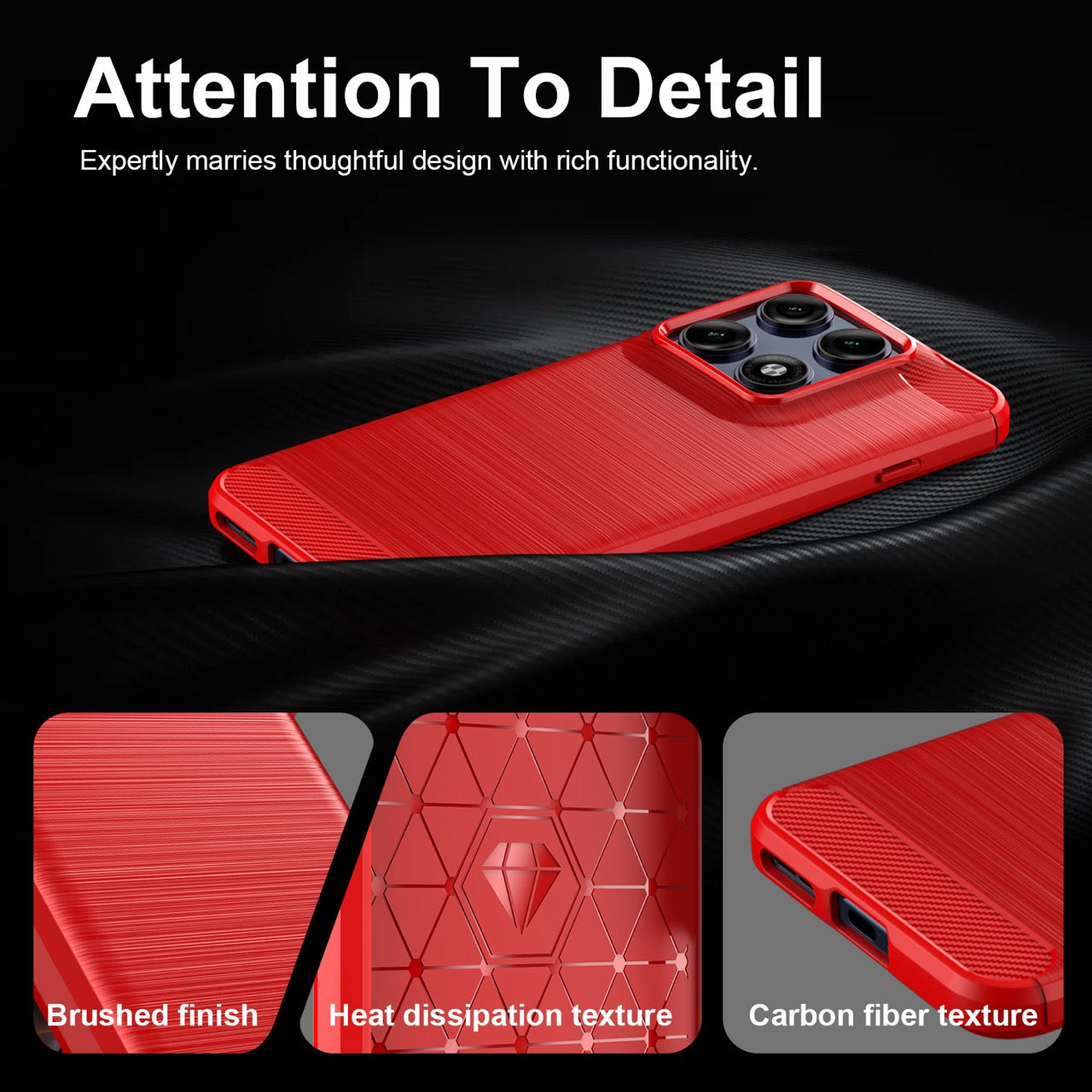 Samsung Edge 70 Pro Carbon Fibre TPU Case Slim Shockproof Cover Red