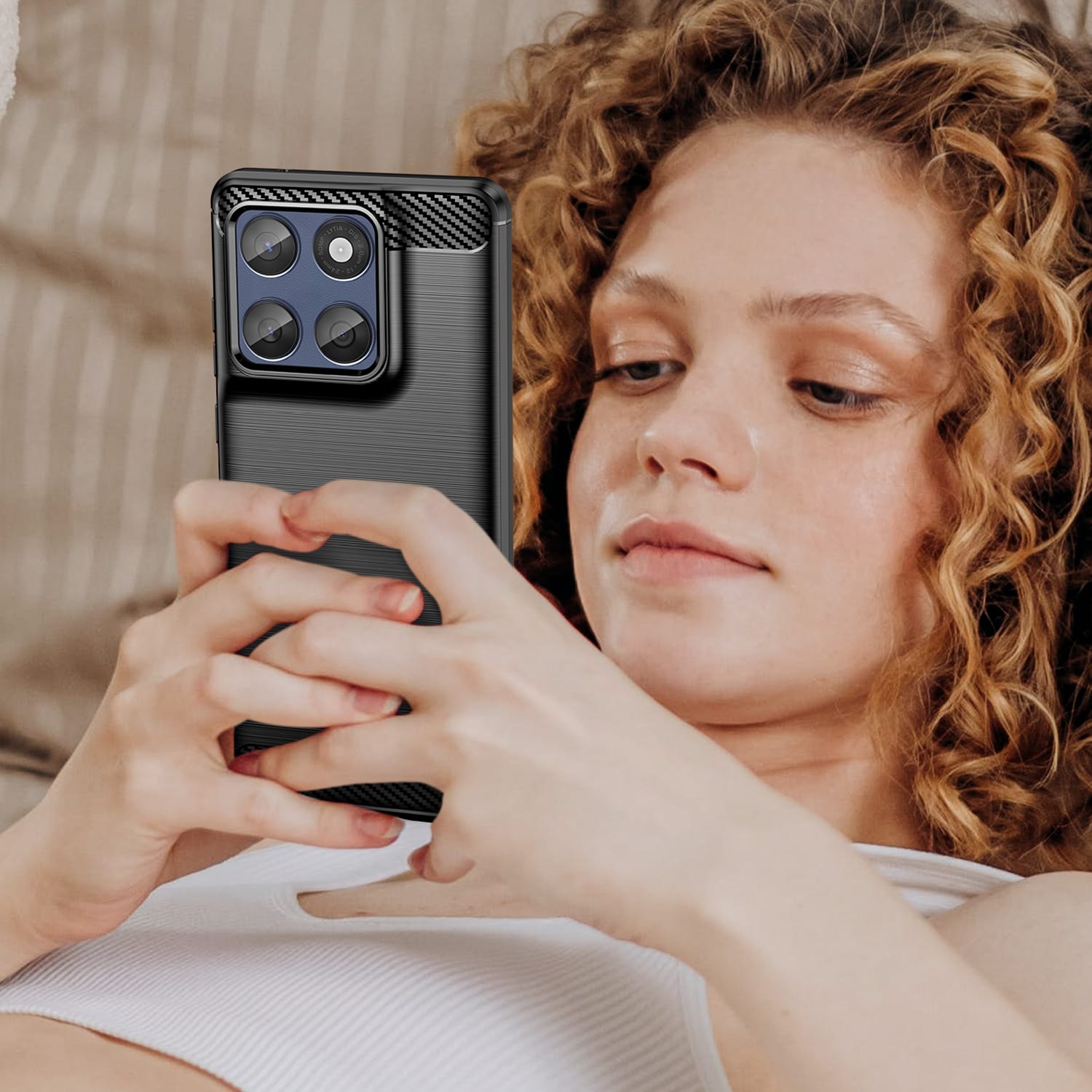 Moto Edge 60Fusion Carbon Fibre TPU Case Slim Shockproof Cover Black