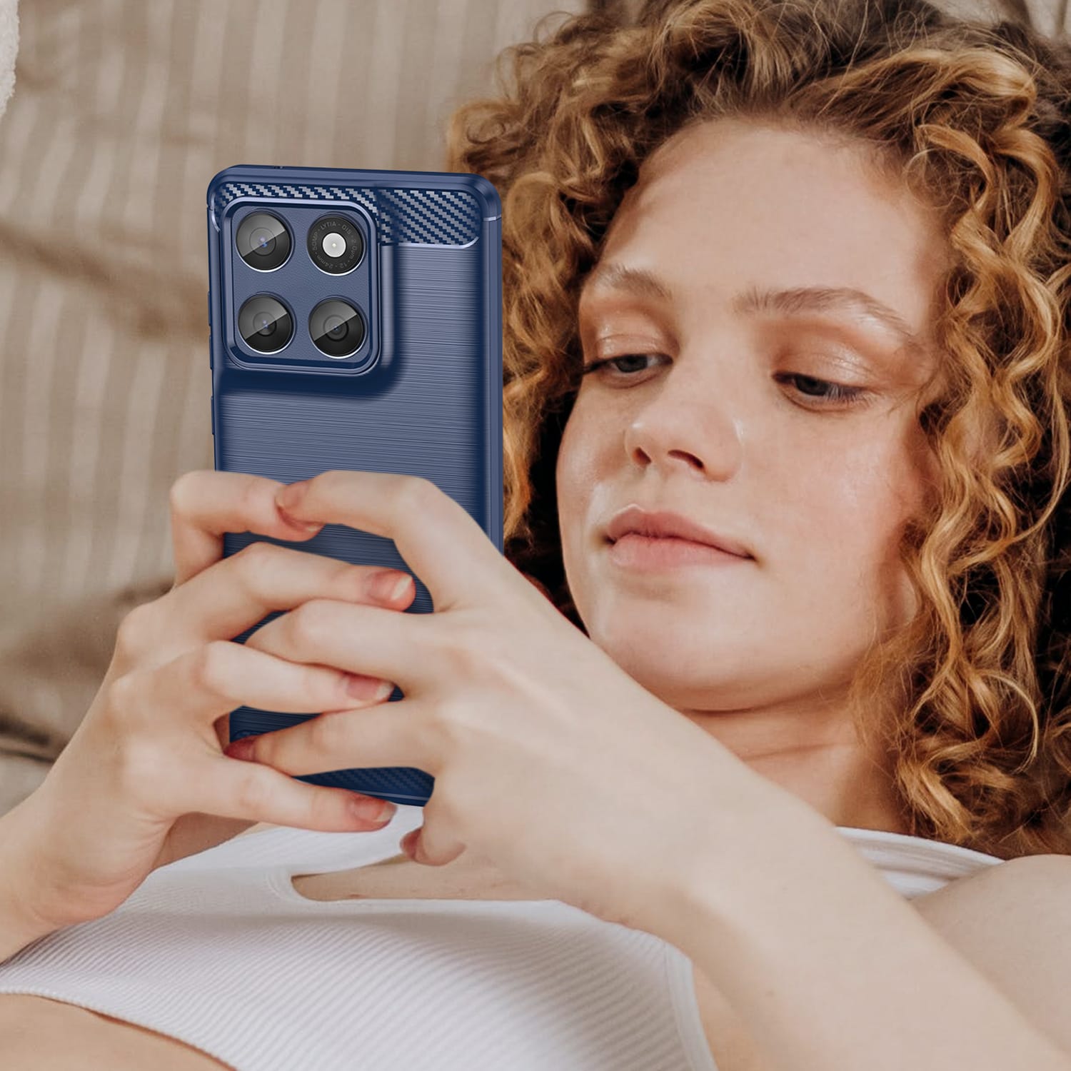 Moto Edge 60Fusion Carbon Fibre TPU Case Slim Shockproof Cover Navy