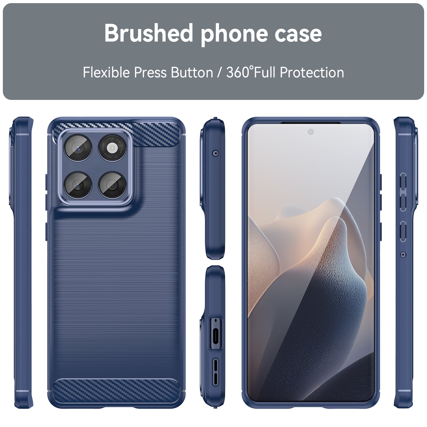 Moto Edge 60Fusion Carbon Fibre TPU Case Slim Shockproof Cover Navy