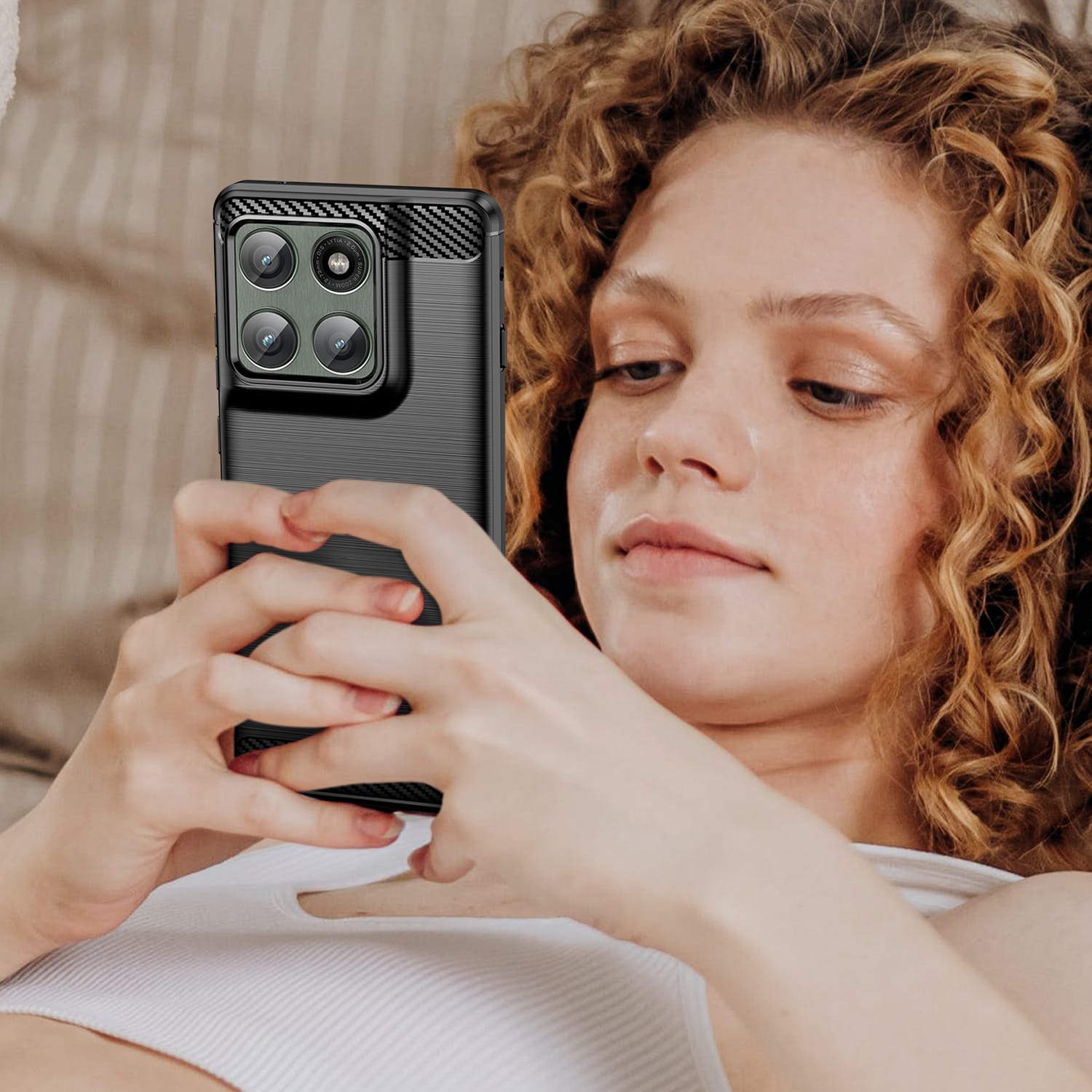 Moto Edge 60Pro Carbon Fibre TPU Case Slim Shockproof Cover Black