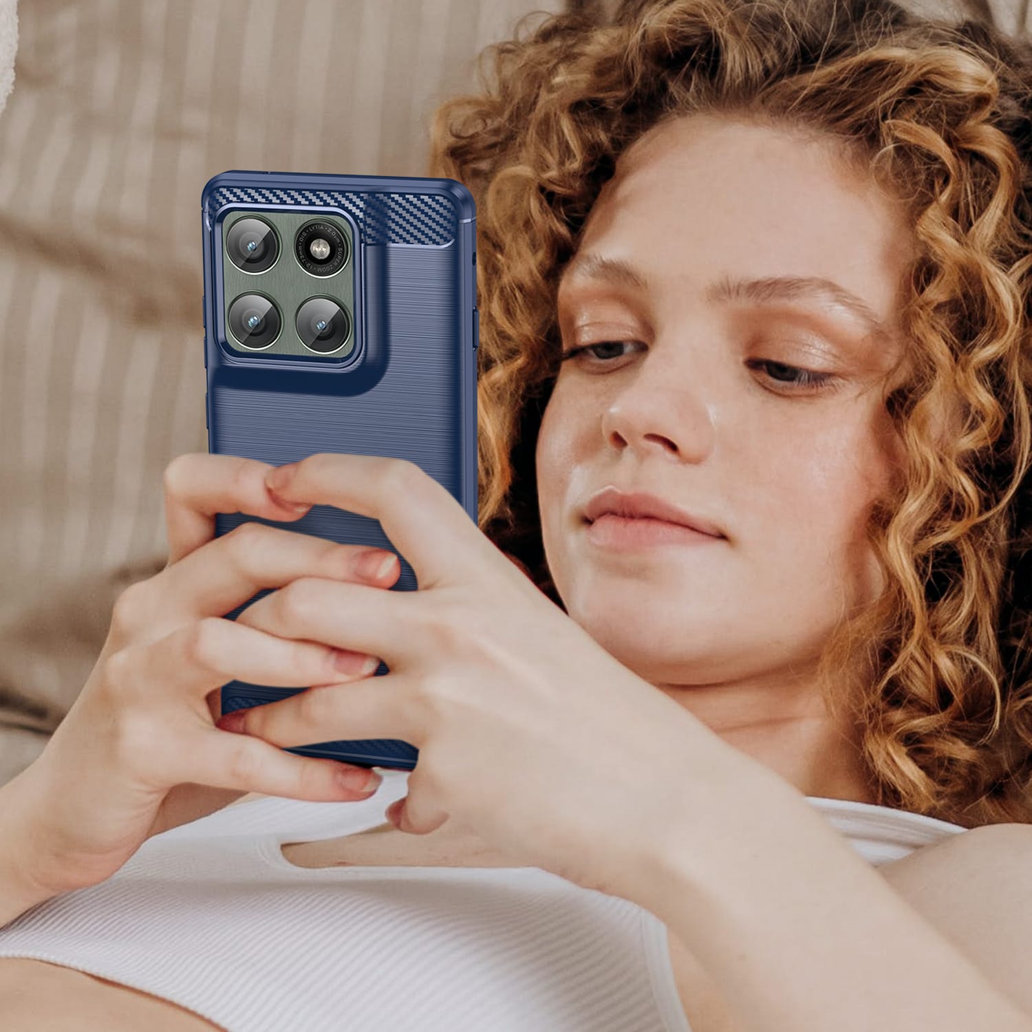 Moto Edge 60Pro Carbon Fibre TPU Case Slim Shockproof Cover Navy