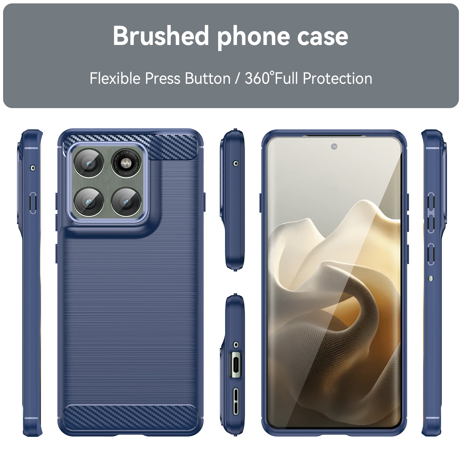 Moto Edge 60Pro Carbon Fibre TPU Case Slim Shockproof Cover Navy