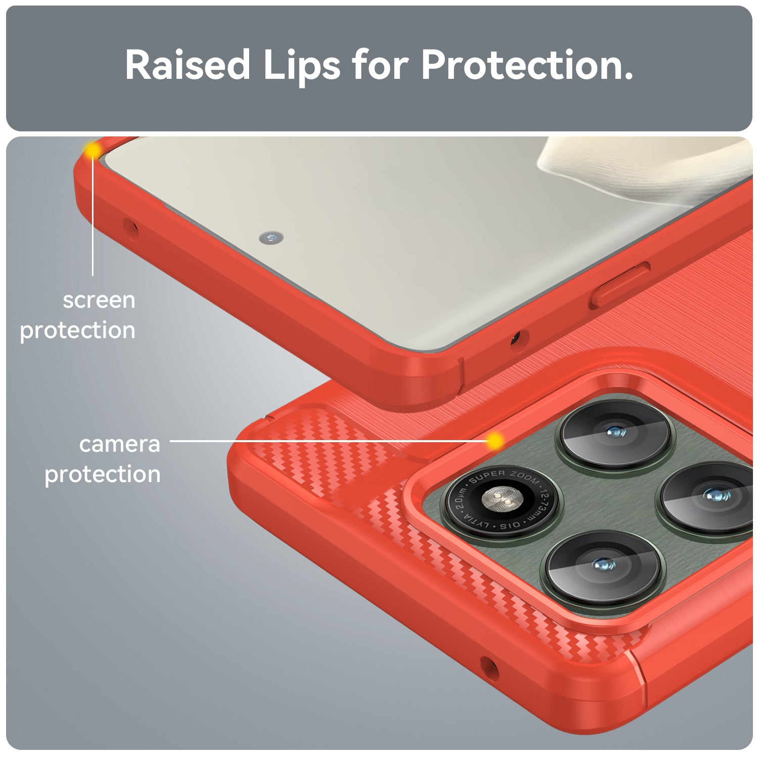 Moto Edge 60Pro Carbon Fibre TPU Case Slim Shockproof Cover Red