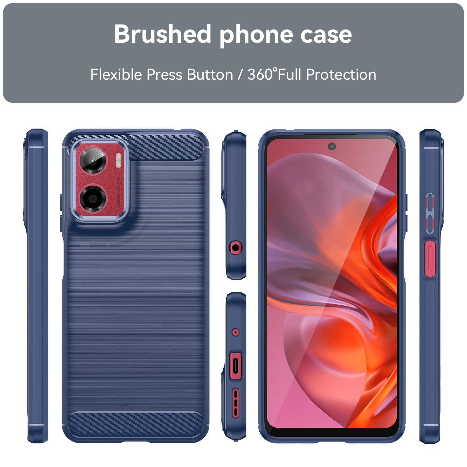 Motorola Moto G05 4G Carbon Fibre TPU Case Slim Shockproof Cover Navy