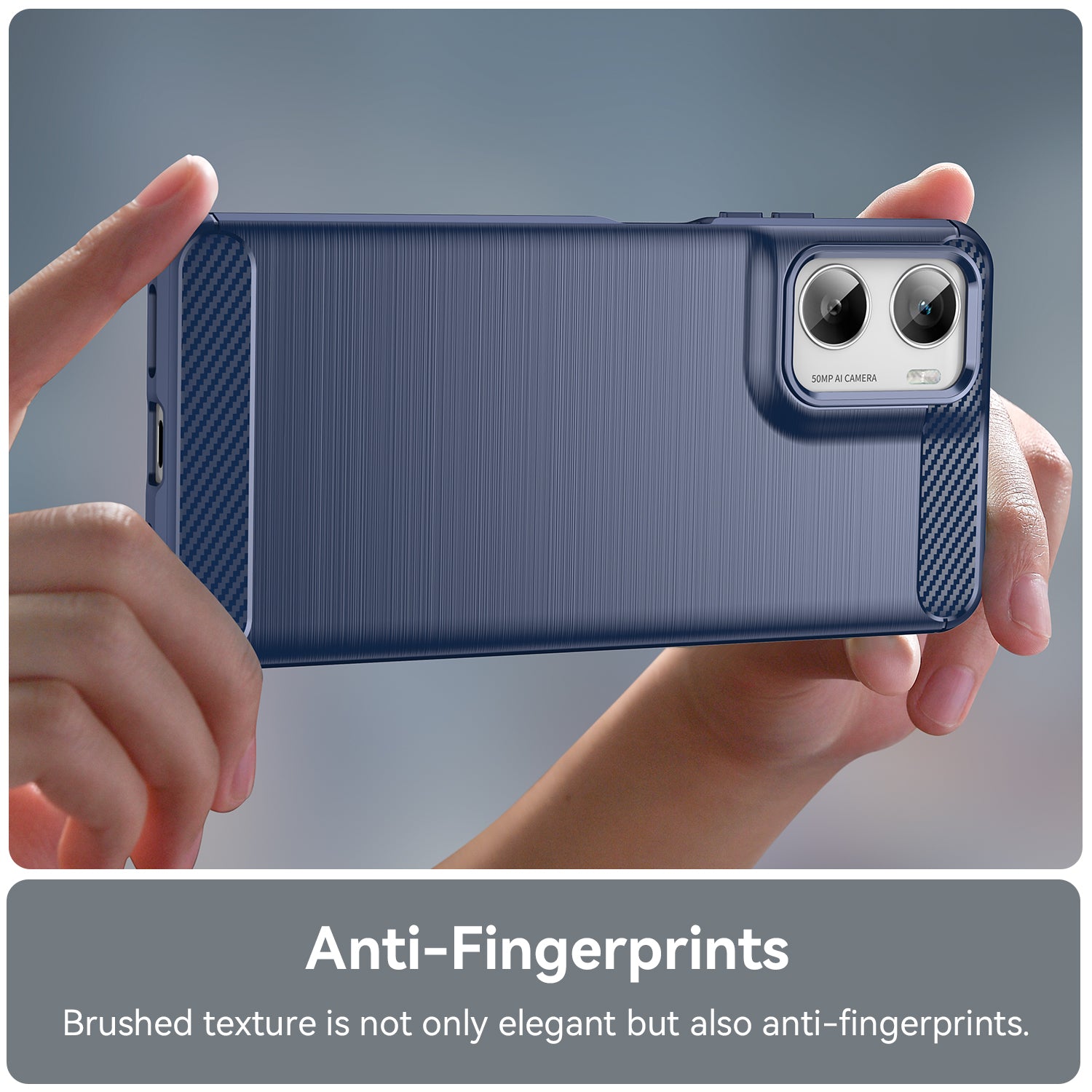 Moto G06 4G Carbon Fibre TPU Case Slim Shockproof Cover Navy