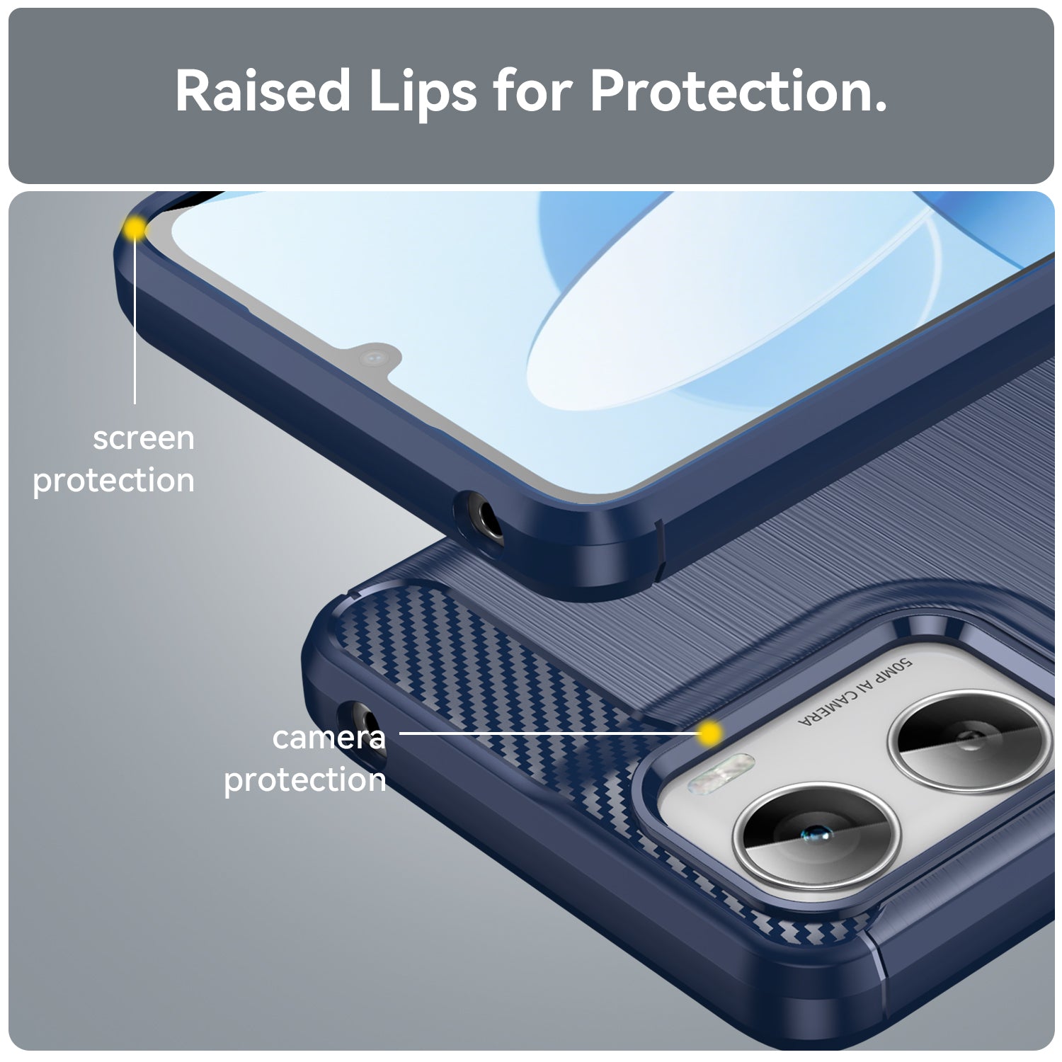 Moto G06 4G Carbon Fibre TPU Case Slim Shockproof Cover Navy