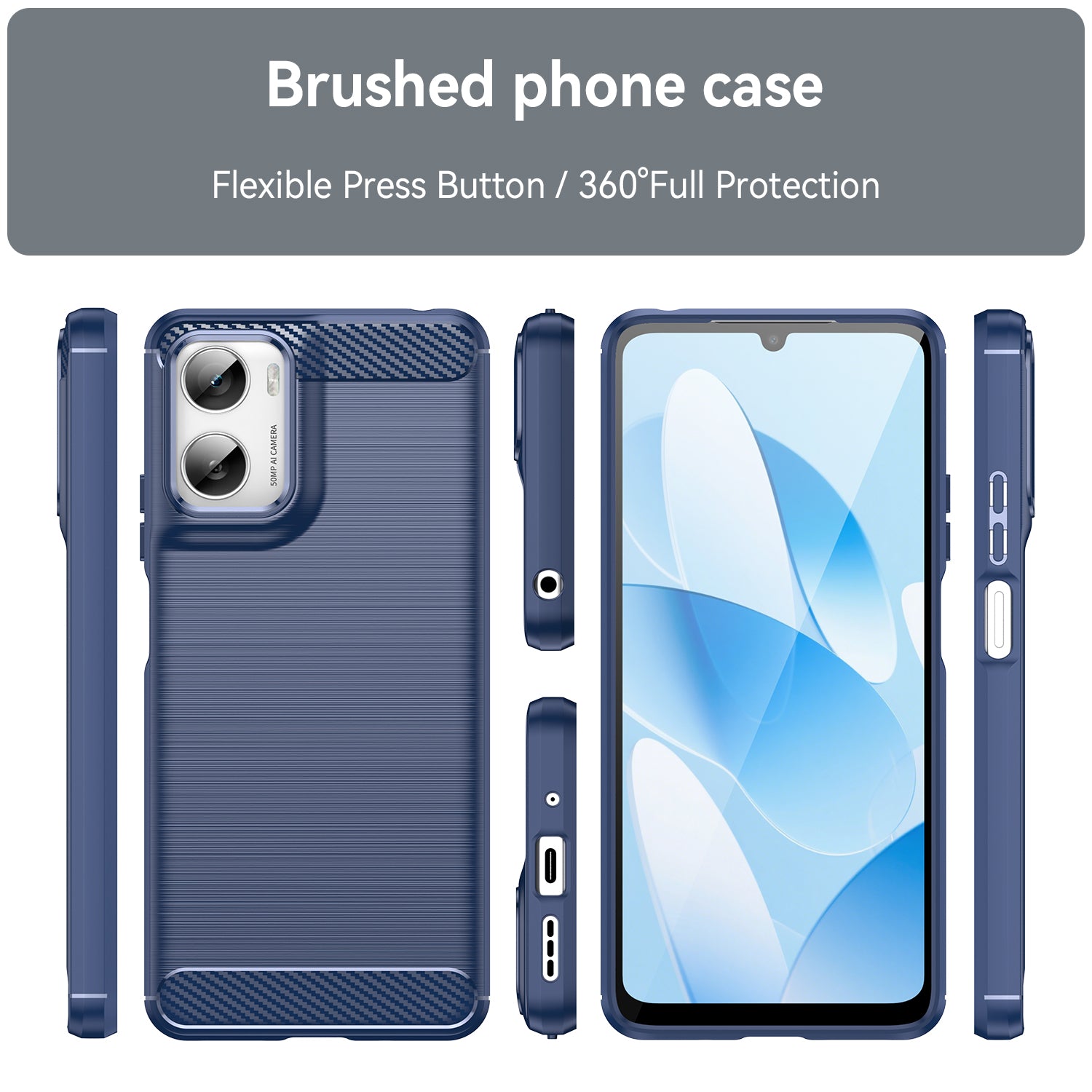 Moto G06 4G Carbon Fibre TPU Case Slim Shockproof Cover Navy