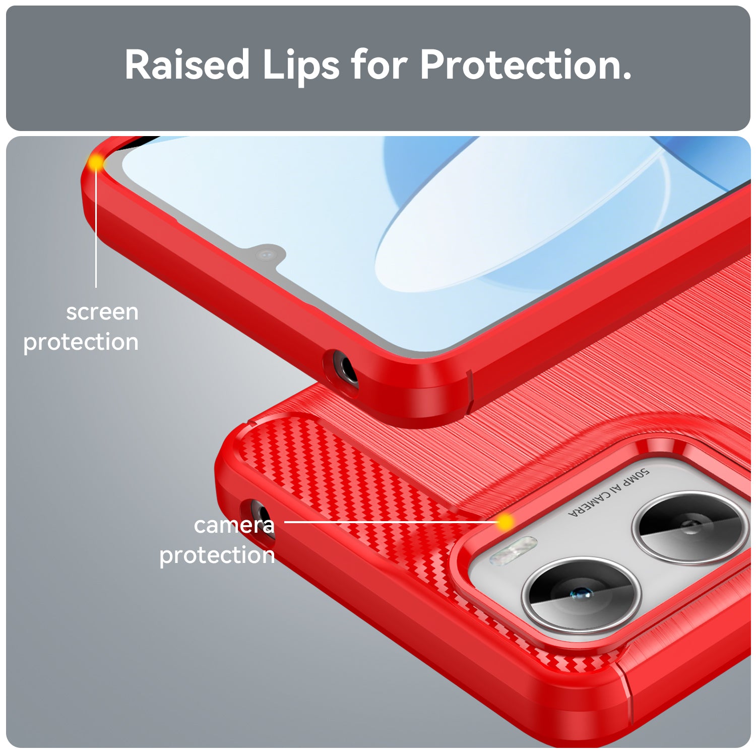 Moto G06 4G Carbon Fibre TPU Case Slim Shockproof Cover Red