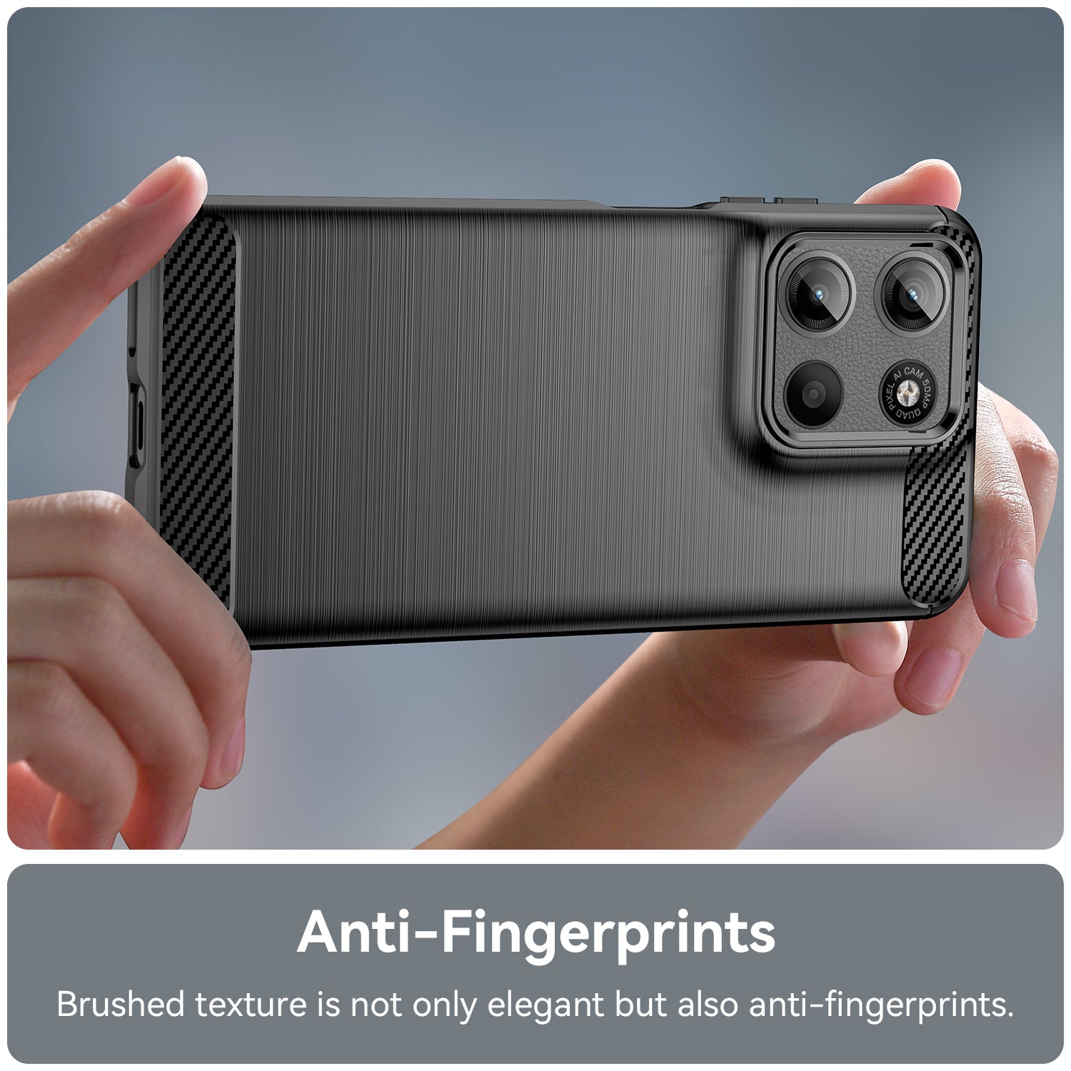 Motorola Moto G15 4G Carbon Fibre TPU Case Slim Shockproof Cover Black