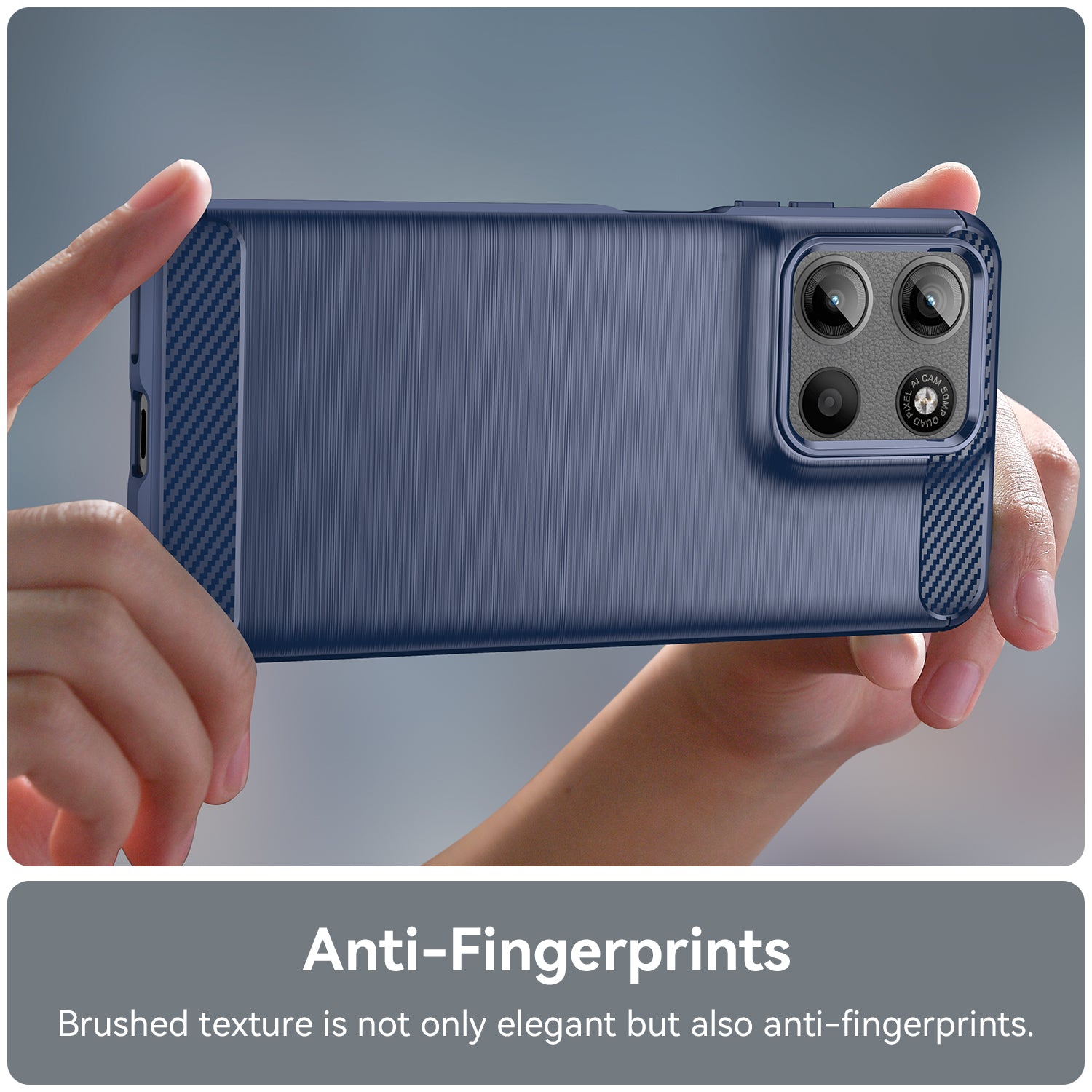 Motorola Moto G15 4G Carbon Fibre TPU Case Slim Shockproof Cover Navy