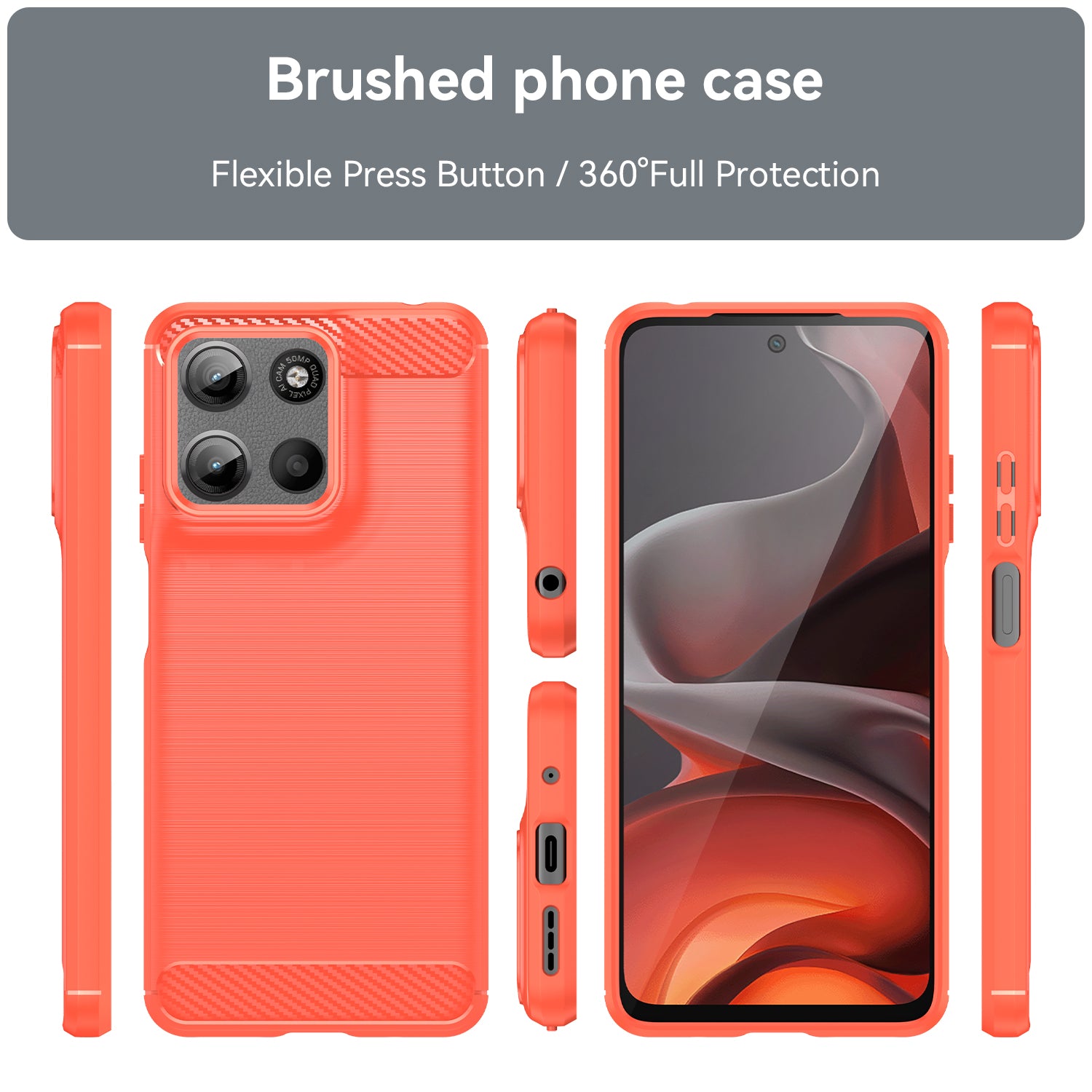 Motorola Moto G15 4G Carbon Fibre TPU Case Slim Shockproof Cover Red