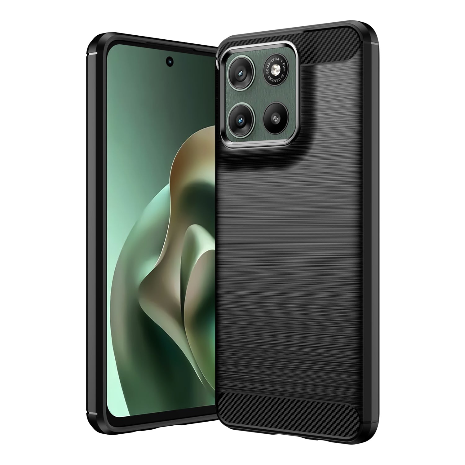 Motorola Moto G37 / G47 Carbon Fibre TPU Case Slim Shockproof Cover Black