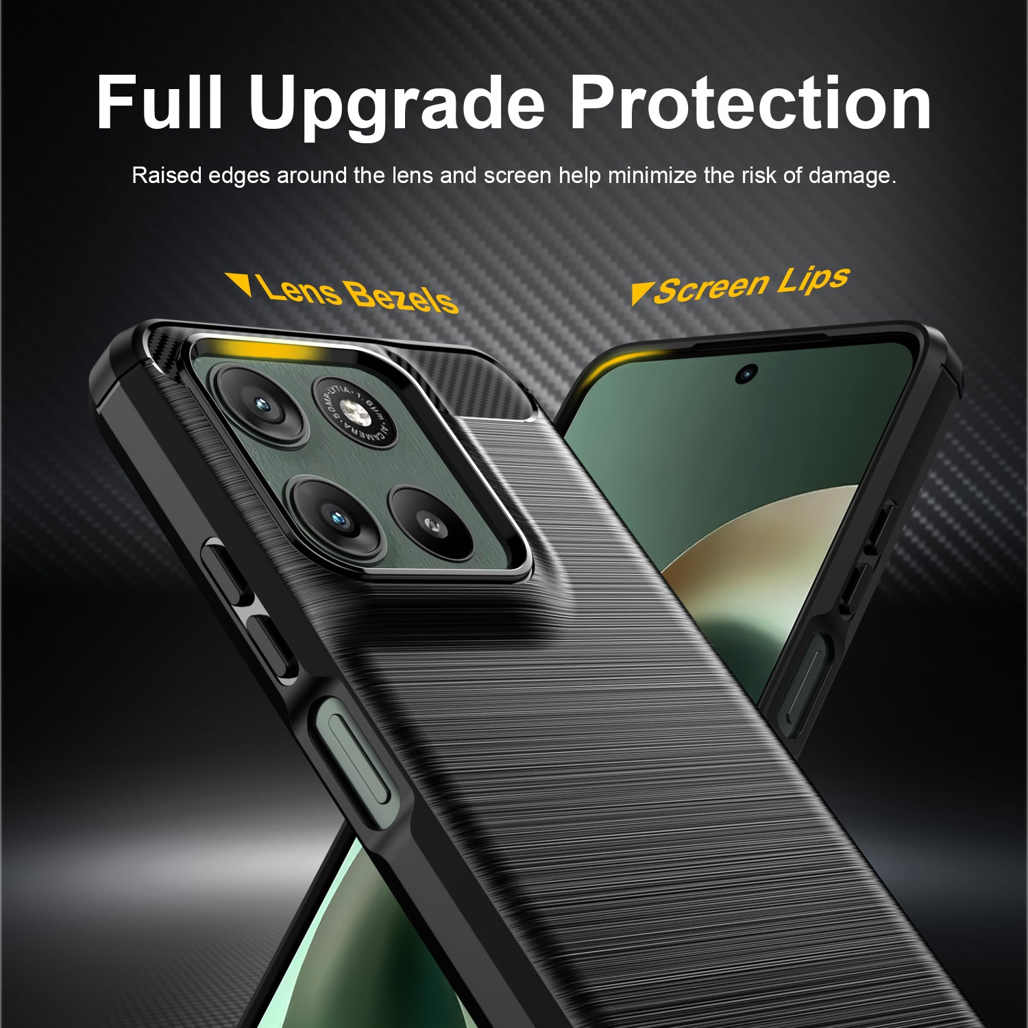 Motorola Moto G37 / G47 Carbon Fibre TPU Case Slim Shockproof Cover Black