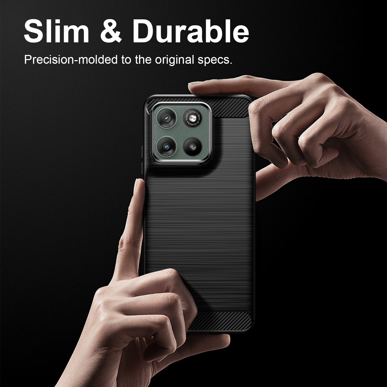 Motorola Moto G37 / G47 Carbon Fibre TPU Case Slim Shockproof Cover Black