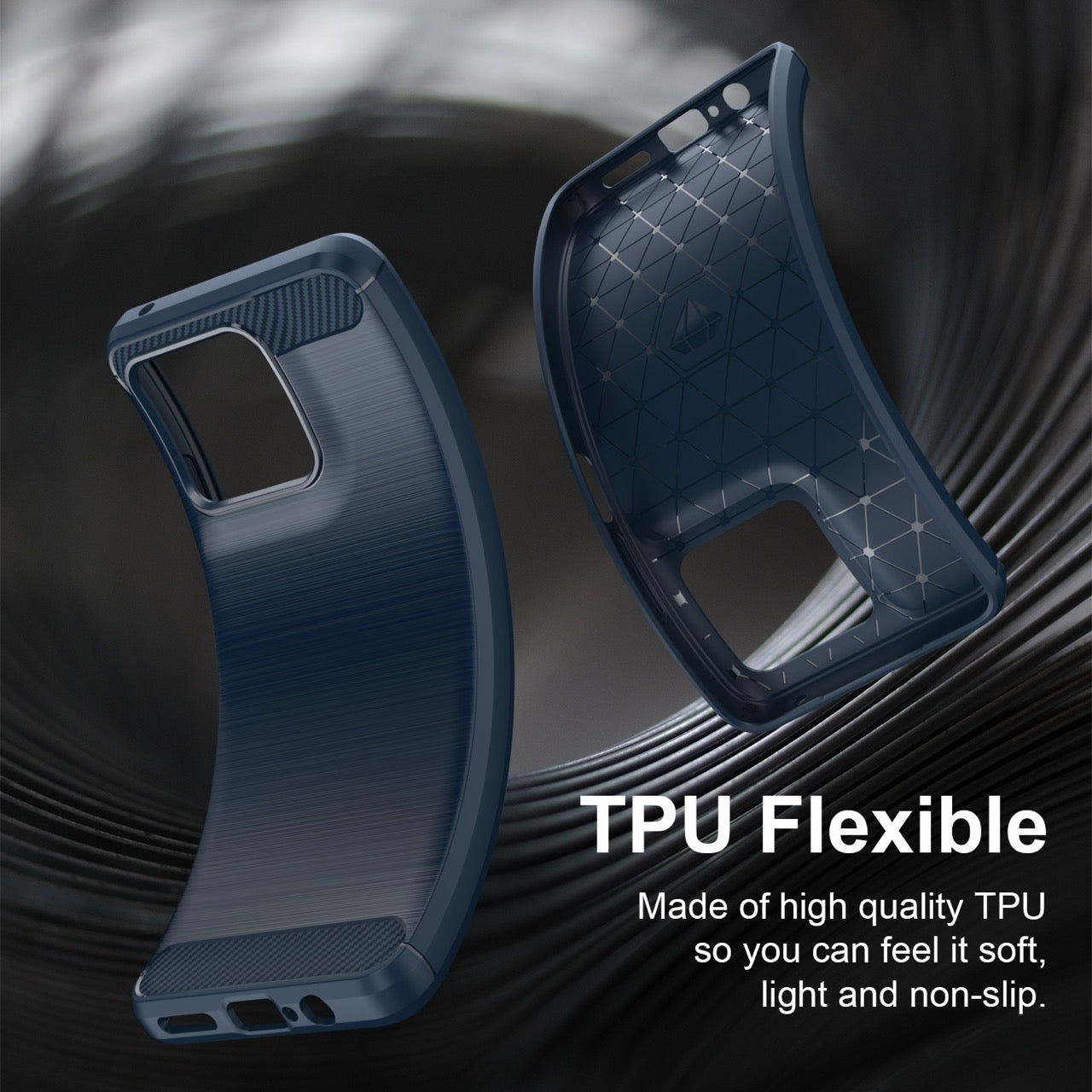 Motorola Moto G37 / G47 Carbon Fibre TPU Case Slim Shockproof Cover Navy