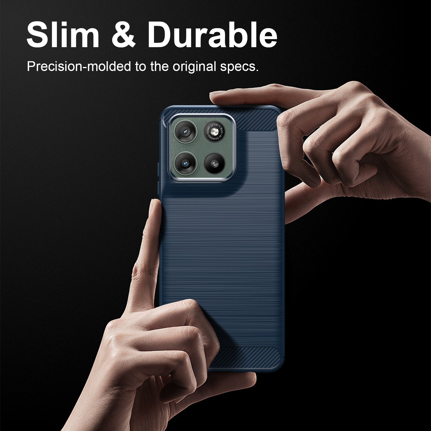 Motorola Moto G37 / G47 Carbon Fibre TPU Case Slim Shockproof Cover Navy