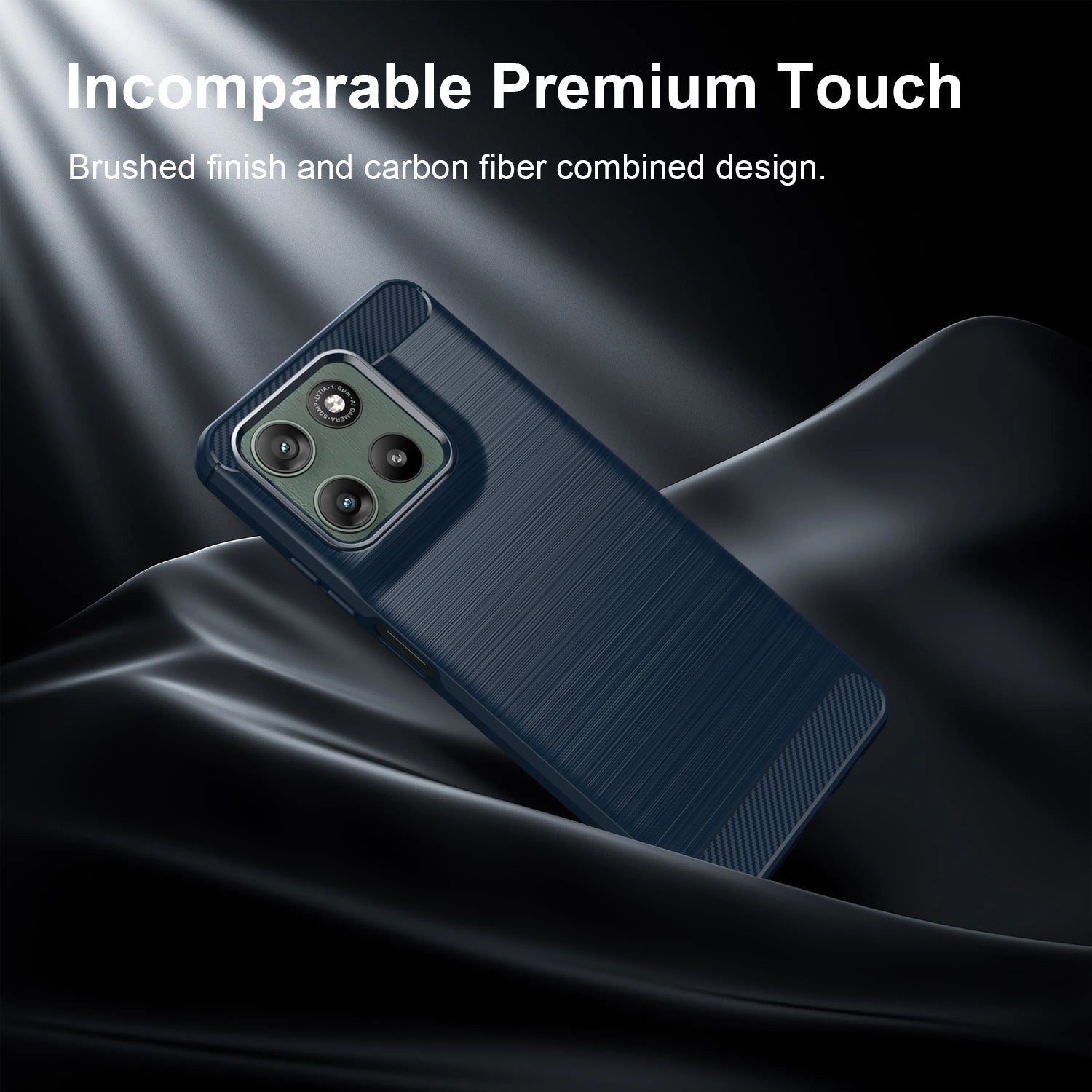 Motorola Moto G37 / G47 Carbon Fibre TPU Case Slim Shockproof Cover Navy