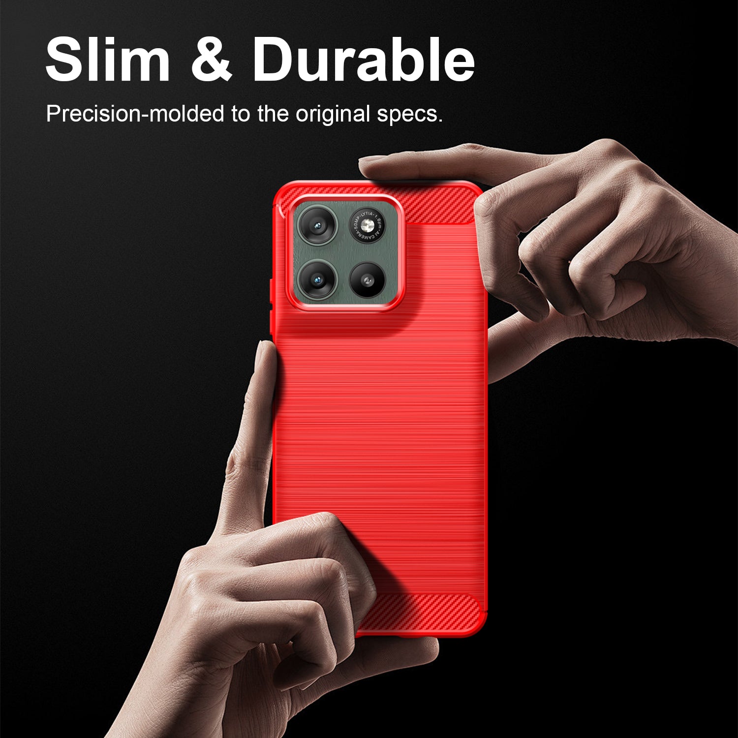 Motorola Moto G37 / G47 Carbon Fibre TPU Case Slim Shockproof Cover Red