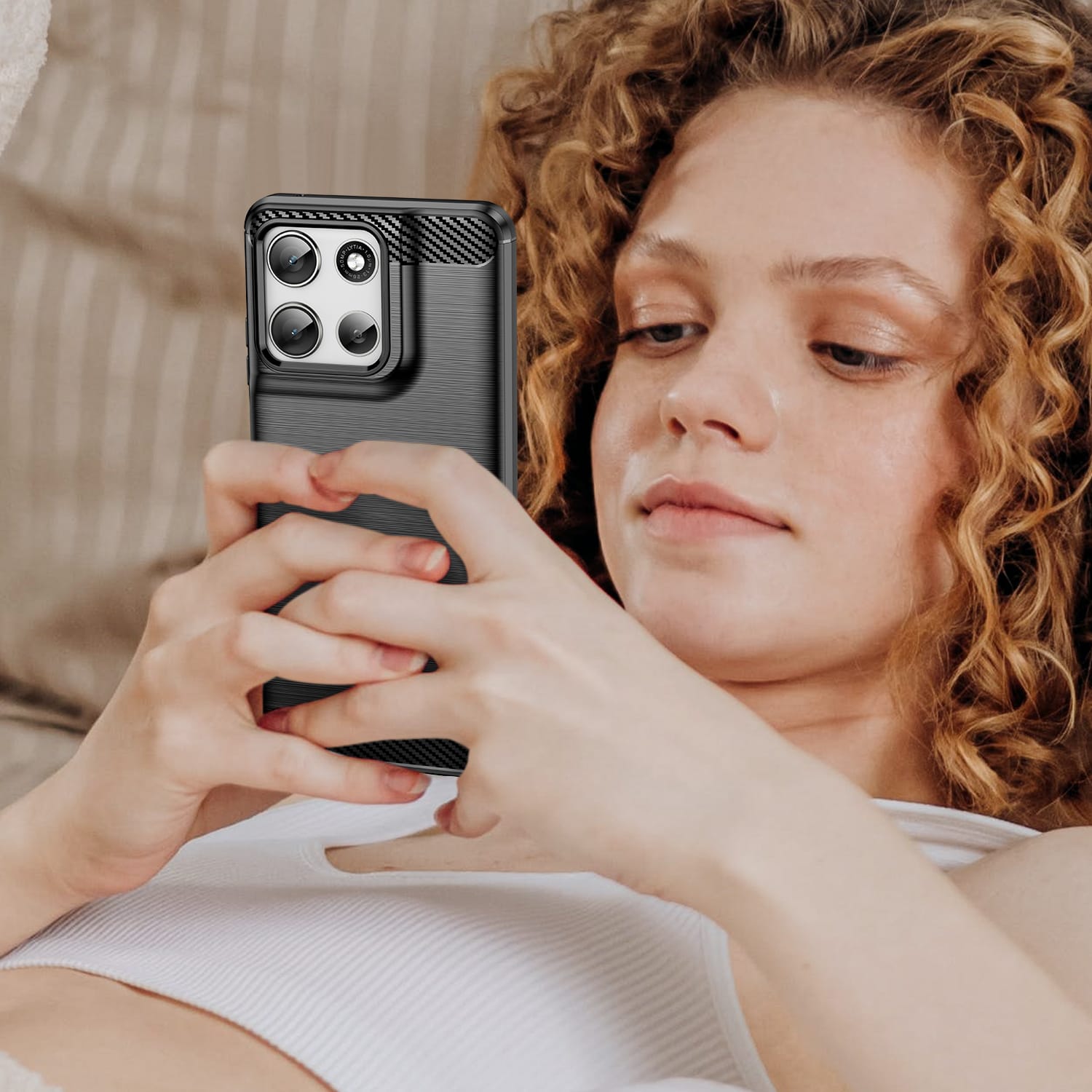 Moto G56 5G Carbon Fibre TPU Case Slim Shockproof Cover Black