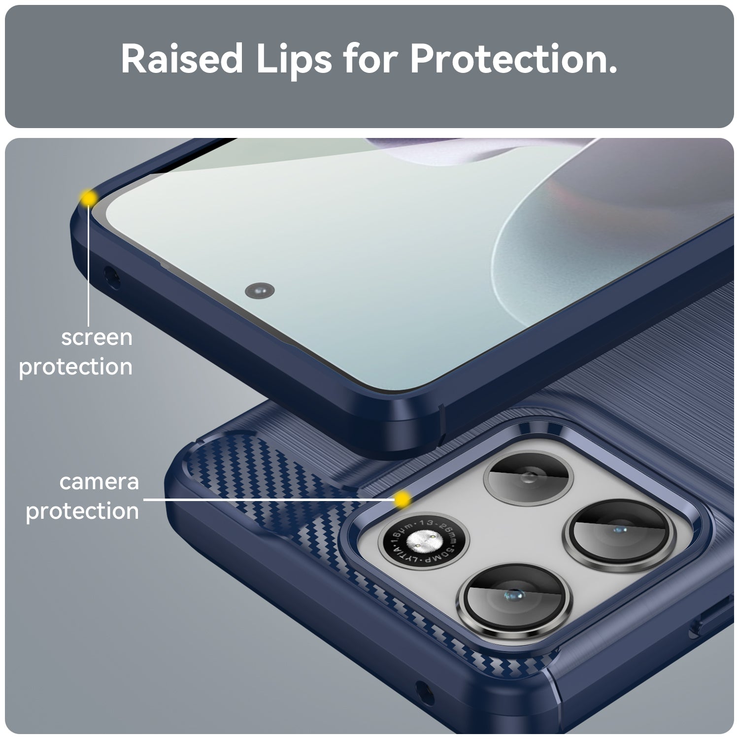 Moto G56 5G Carbon Fibre TPU Case Slim Shockproof Cover Navy