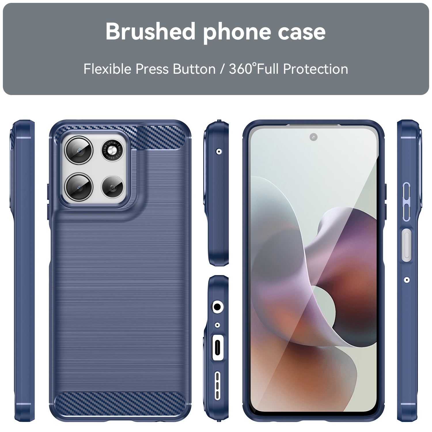 Moto G56 5G Carbon Fibre TPU Case Slim Shockproof Cover Navy