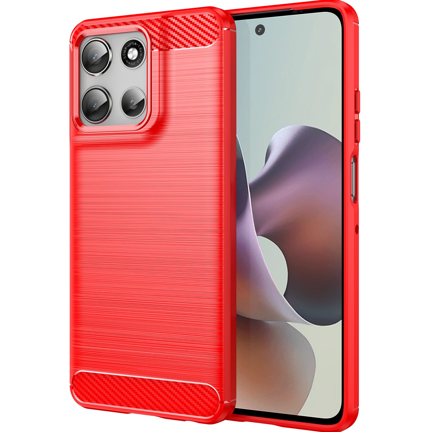 Moto G56 5G Carbon Fibre TPU Case Slim Shockproof Cover Red