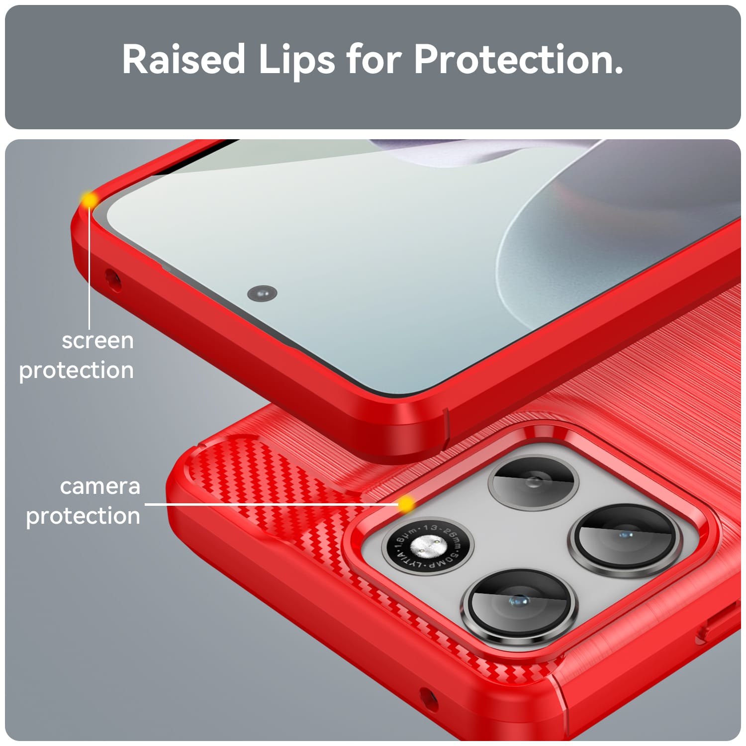 Moto G56 5G Carbon Fibre TPU Case Slim Shockproof Cover Red