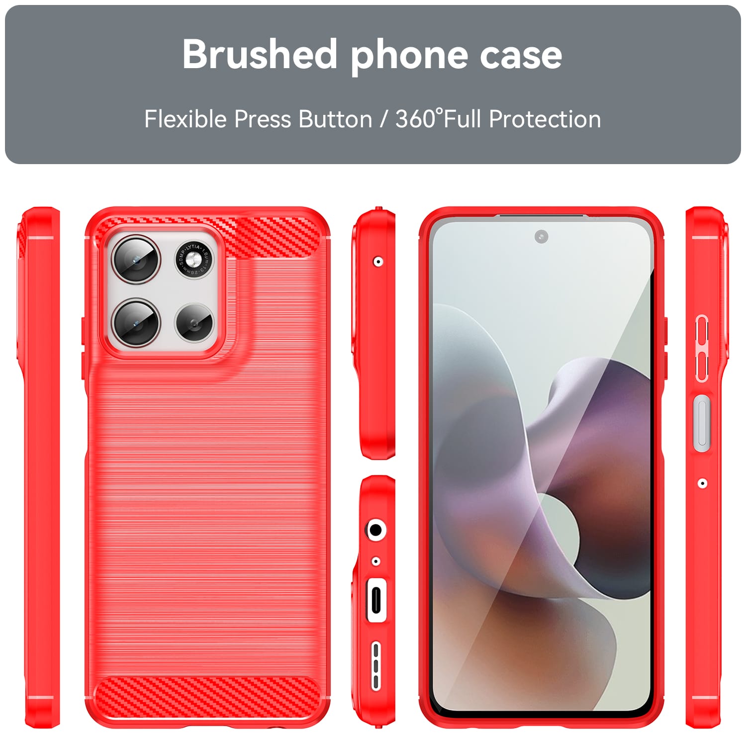Moto G56 5G Carbon Fibre TPU Case Slim Shockproof Cover Red