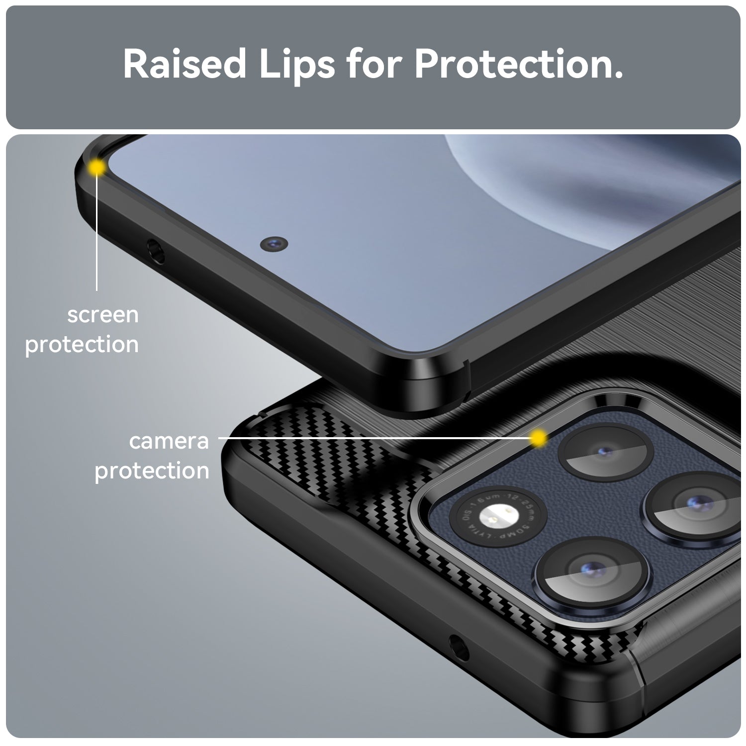 Moto G86 5G Carbon Fibre TPU Case Slim Shockproof Cover Black