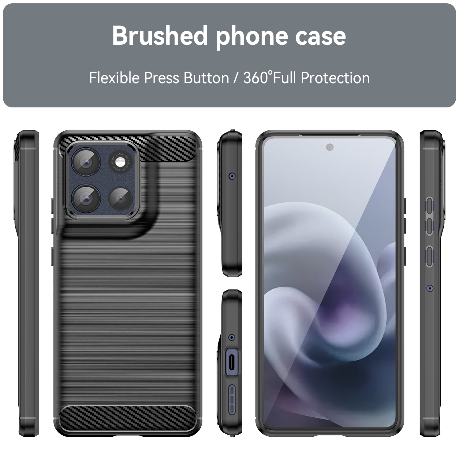 Moto G86 5G Carbon Fibre TPU Case Slim Shockproof Cover Black