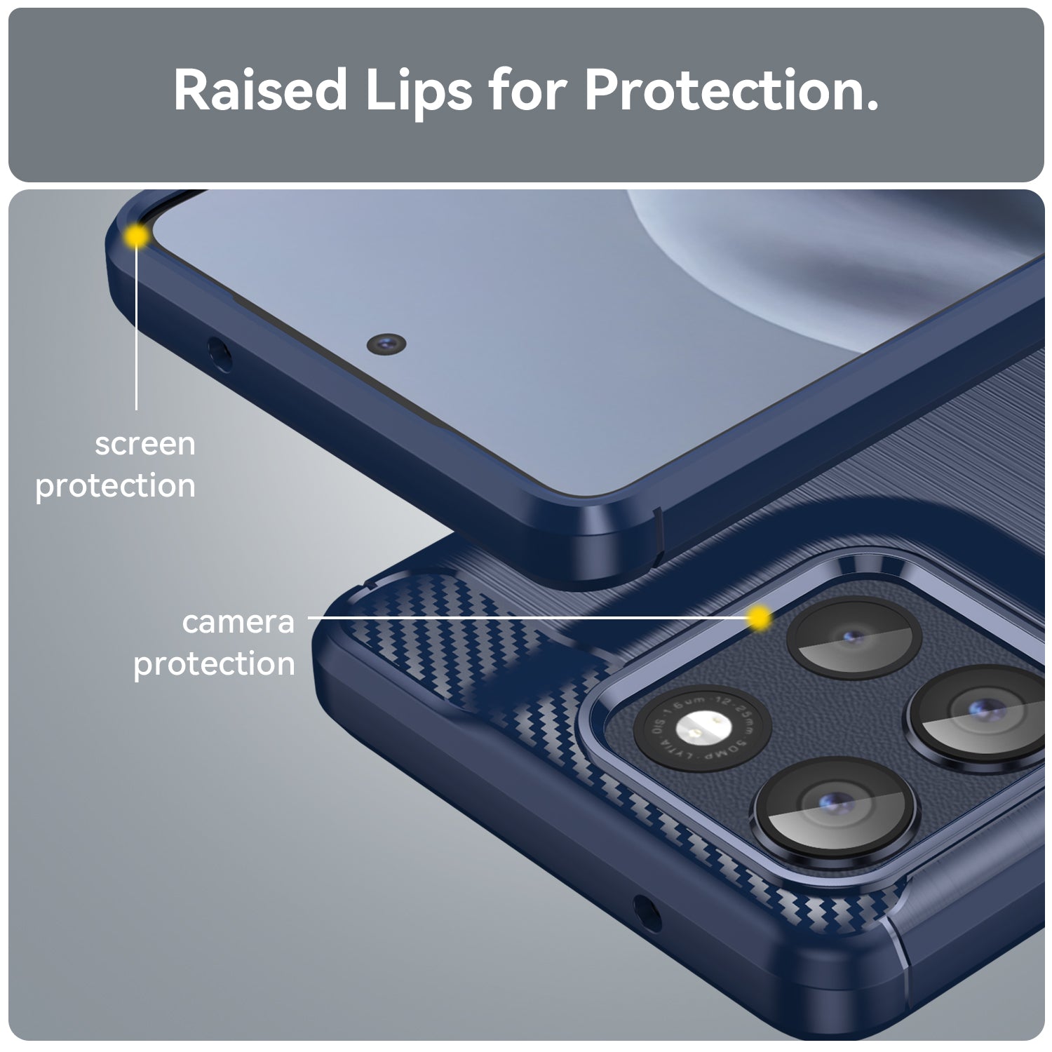 Moto G86 5G Carbon Fibre TPU Case Slim Shockproof Cover Navy