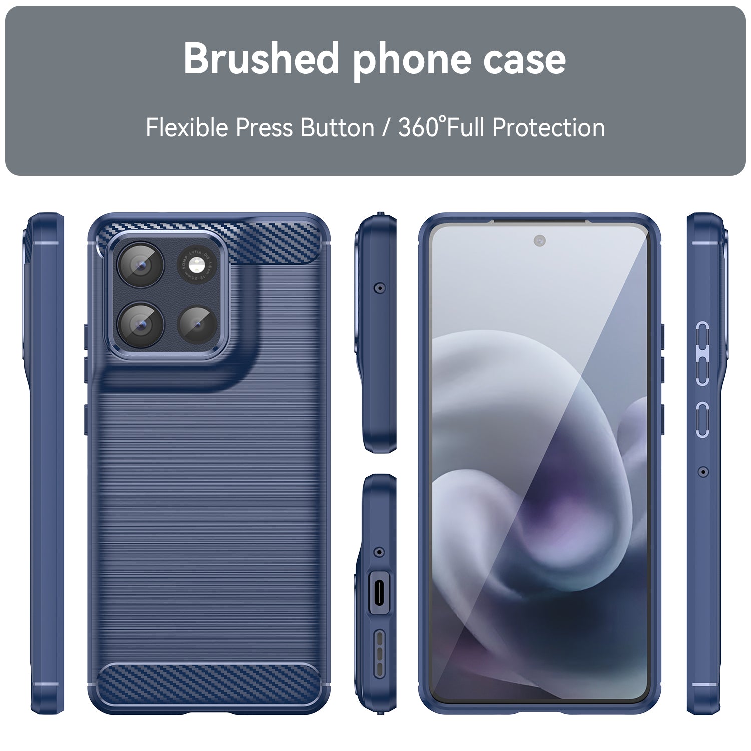 Moto G86 5G Carbon Fibre TPU Case Slim Shockproof Cover Navy