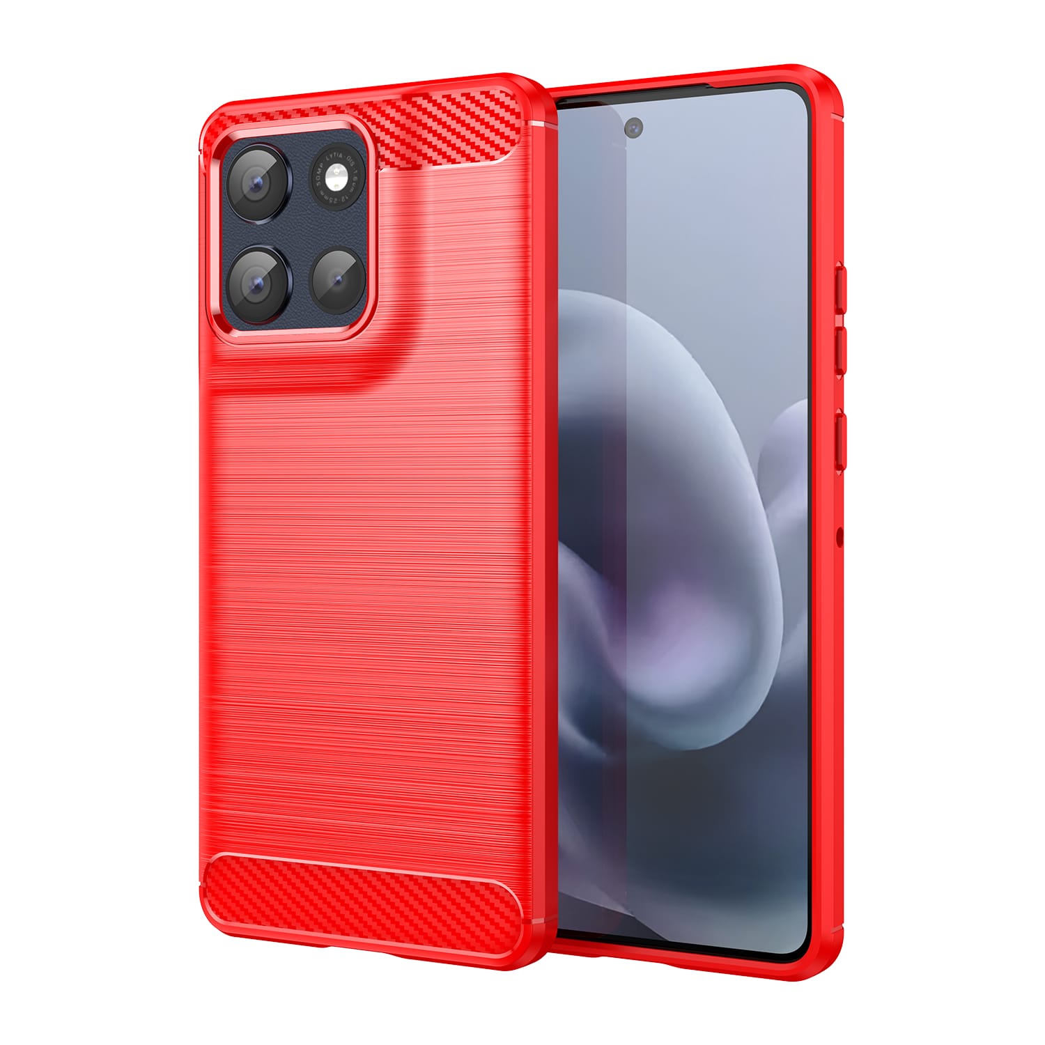Moto G86 5G Carbon Fibre TPU Case Slim Shockproof Cover Red