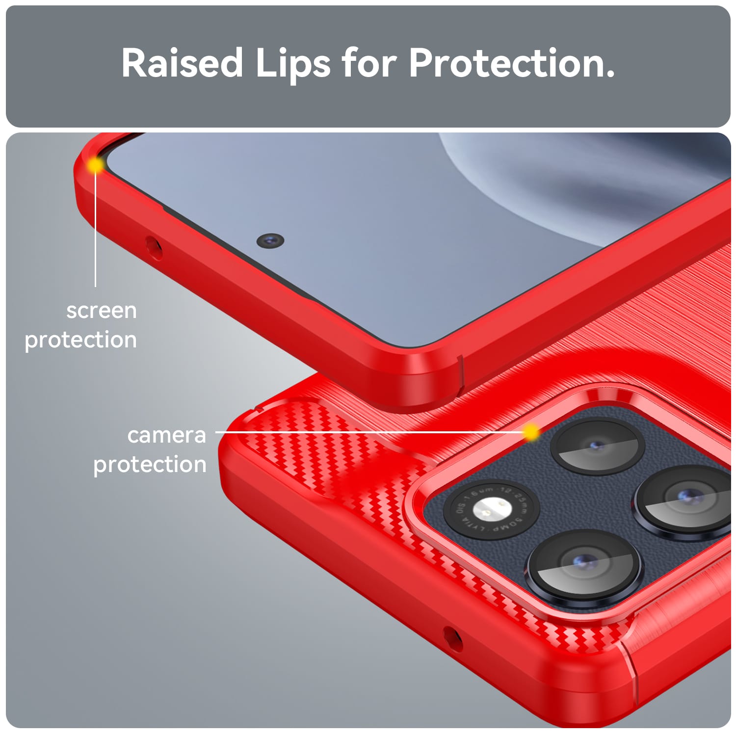 Moto G86 5G Carbon Fibre TPU Case Slim Shockproof Cover Red