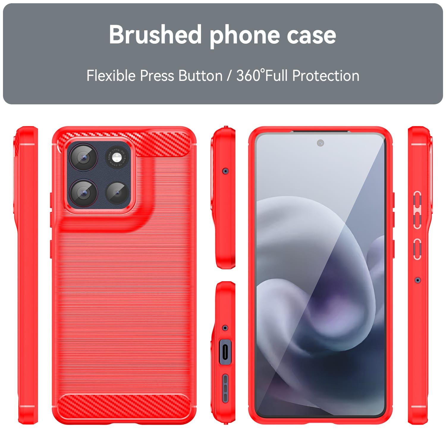 Moto G86 5G Carbon Fibre TPU Case Slim Shockproof Cover Red