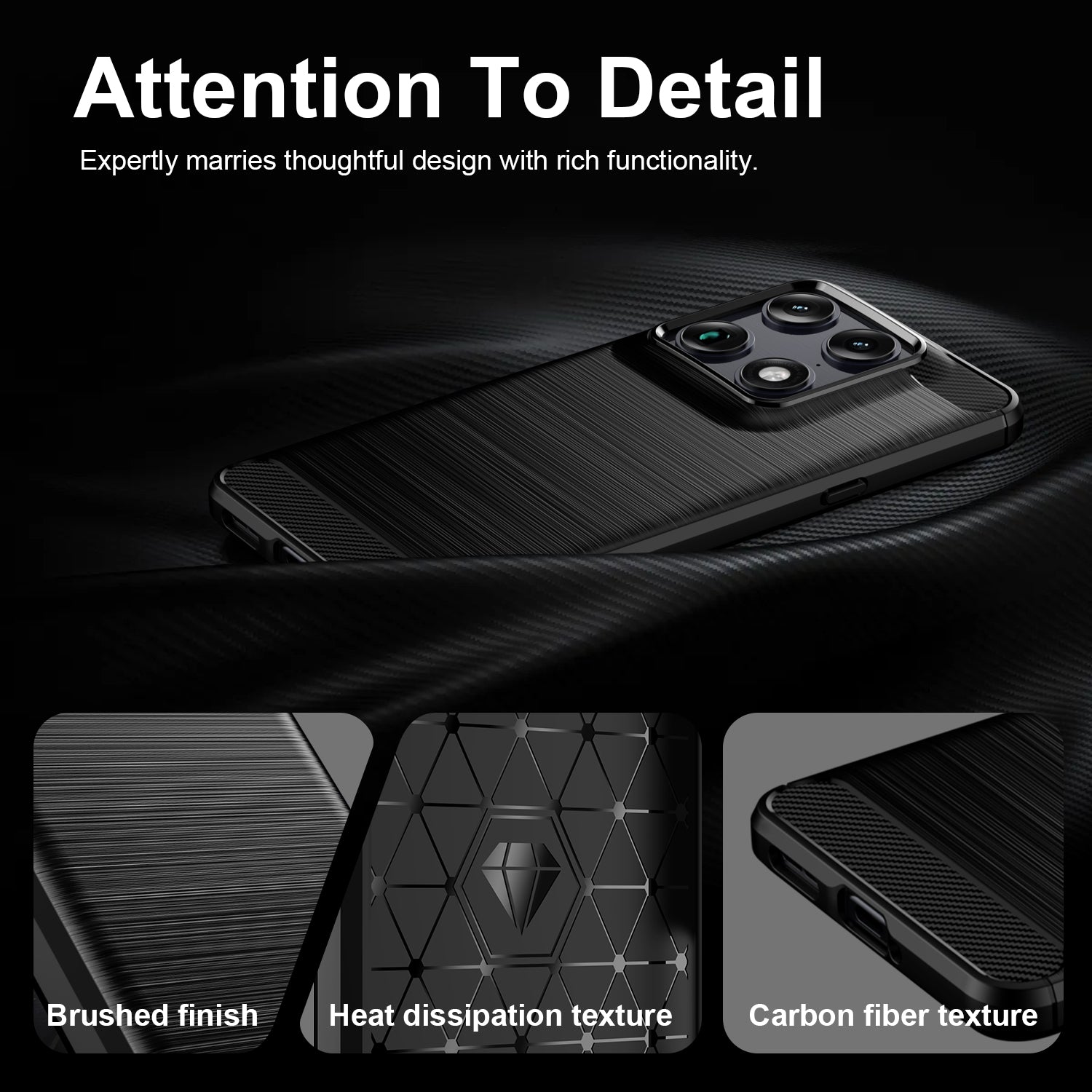 Motorola Signature Carbon Fibre TPU Case Slim Shockproof Cover Black