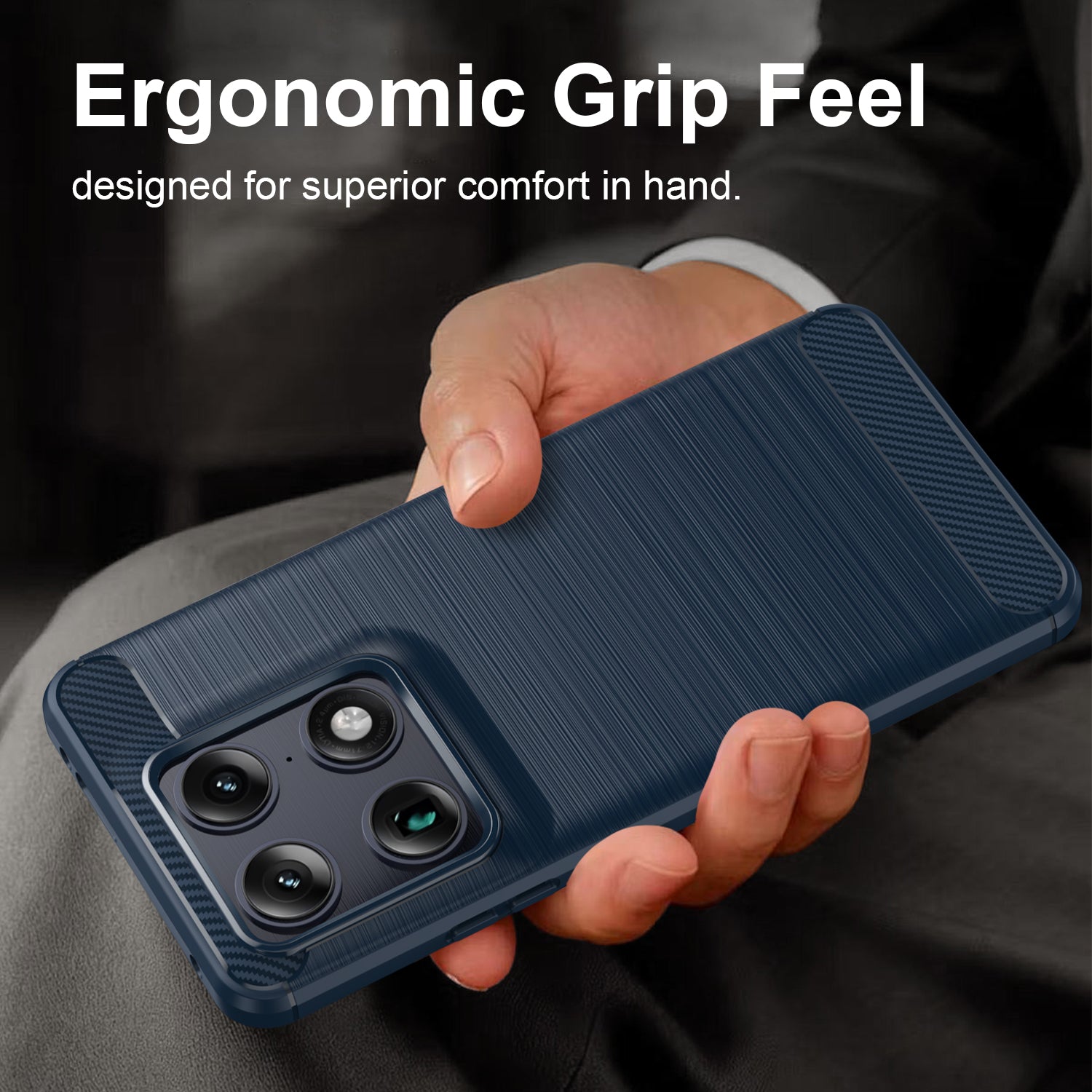 Motorola Signature Carbon Fibre TPU Case Slim Shockproof Cover Navy