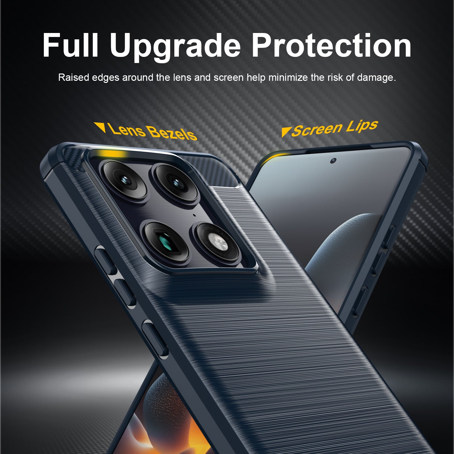 Motorola Signature Carbon Fibre TPU Case Slim Shockproof Cover Navy