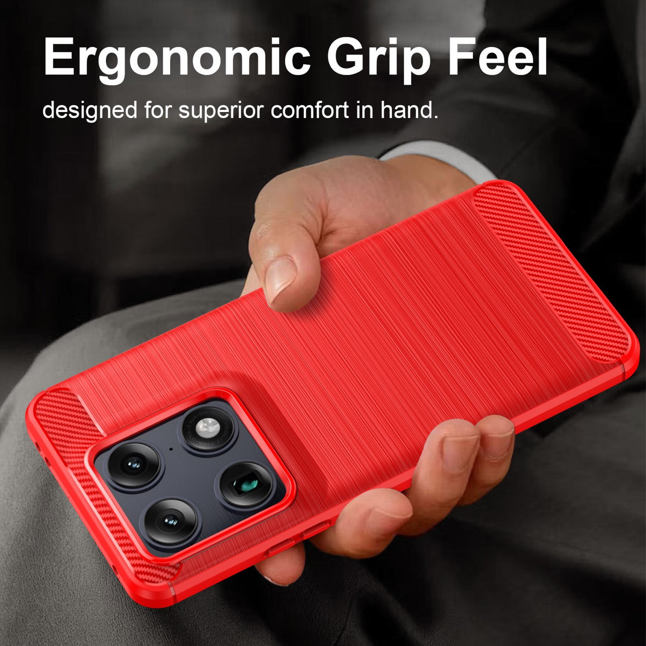 Motorola Signature Carbon Fibre TPU Case Slim Shockproof Cover Red