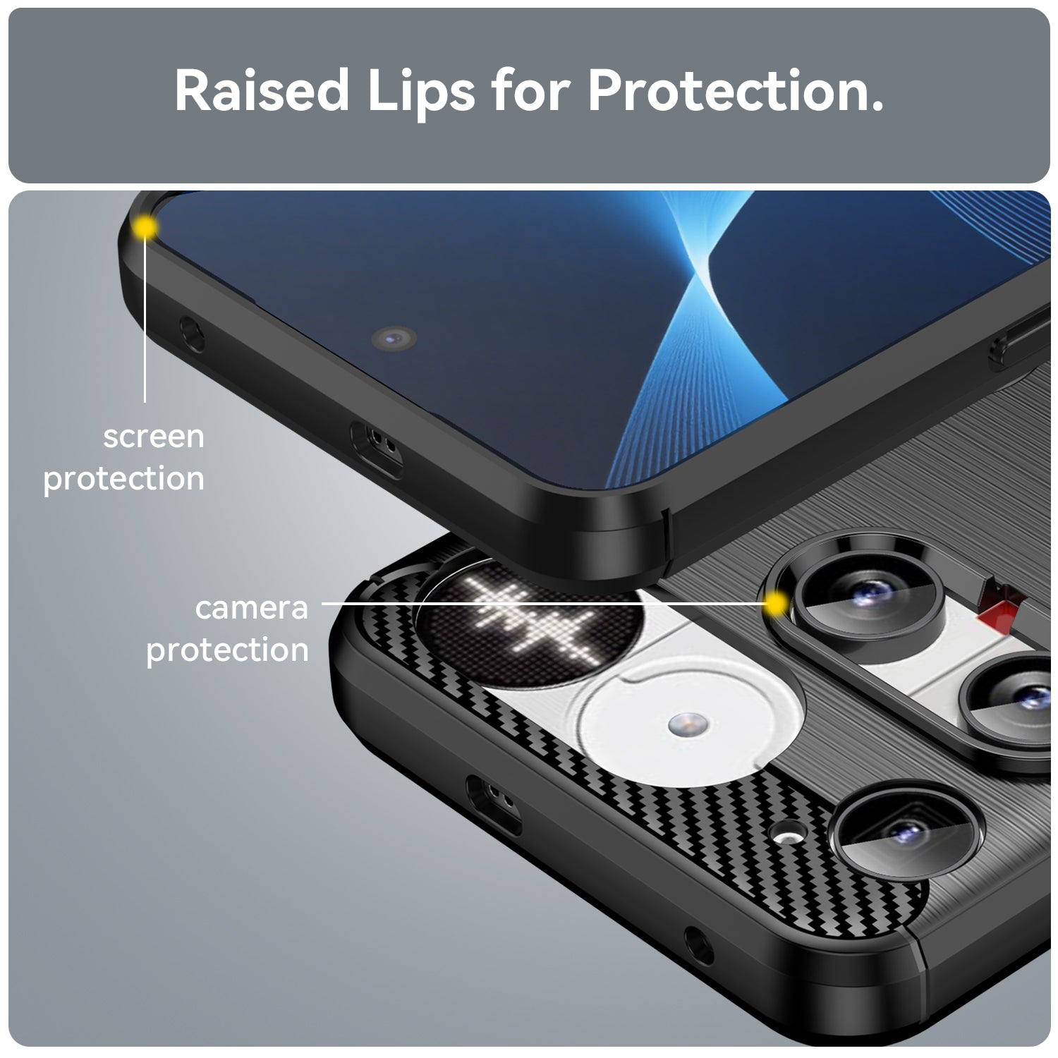 NOTHING Phone (3) Carbon Fibre TPU Case Slim Shockproof Cover Black