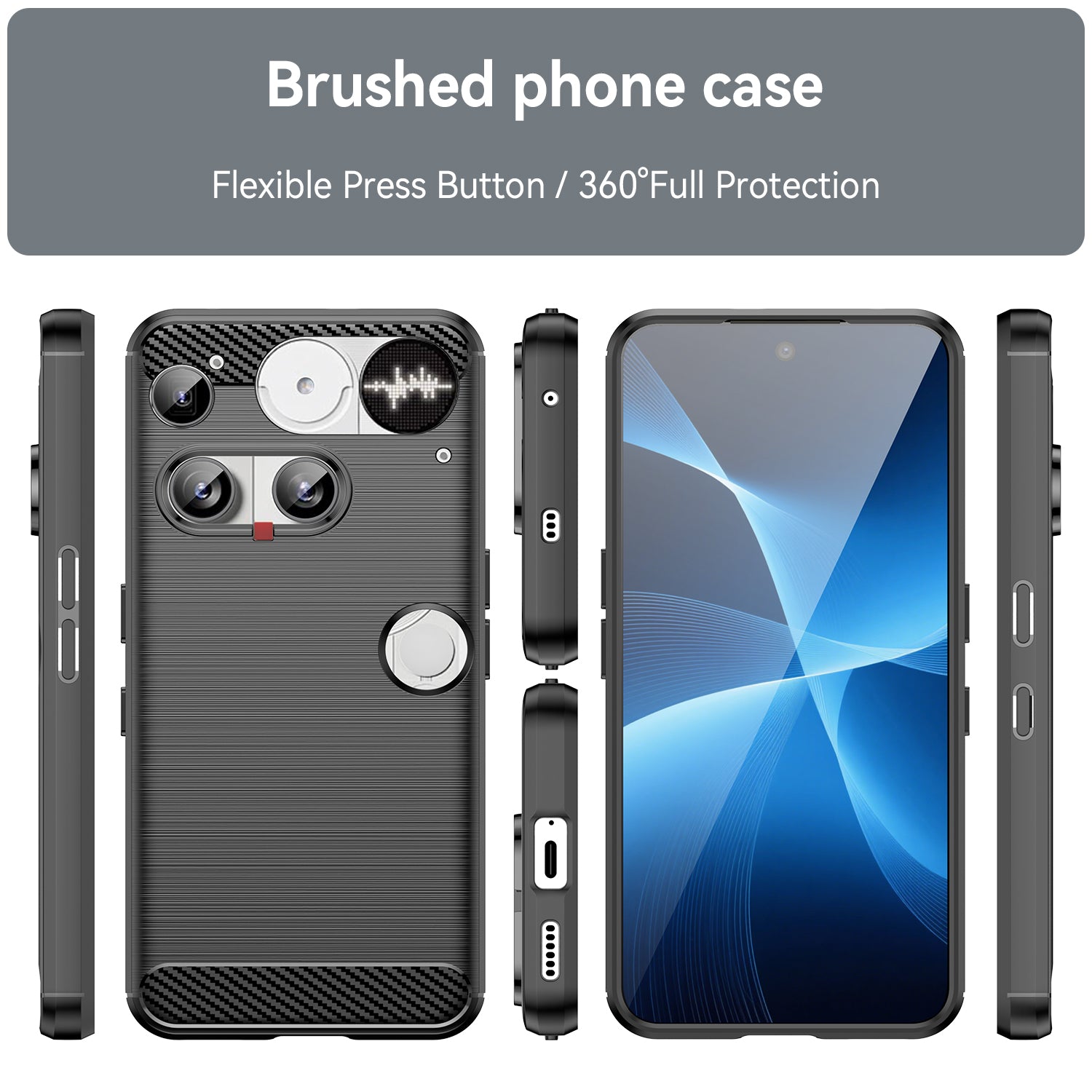 NOTHING Phone (3) Carbon Fibre TPU Case Slim Shockproof Cover Black