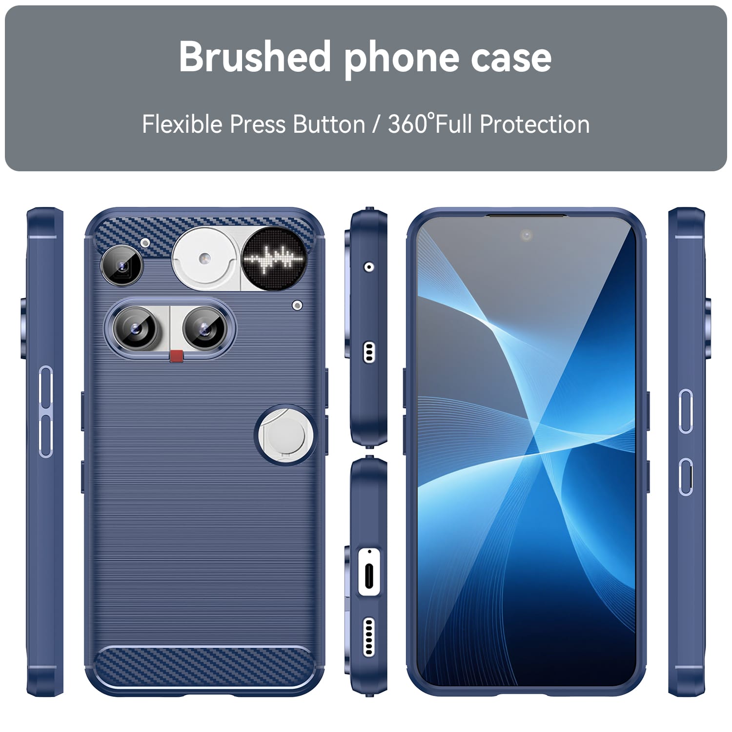 NOTHING Phone (3) Carbon Fibre TPU Case Slim Shockproof Cover Navy